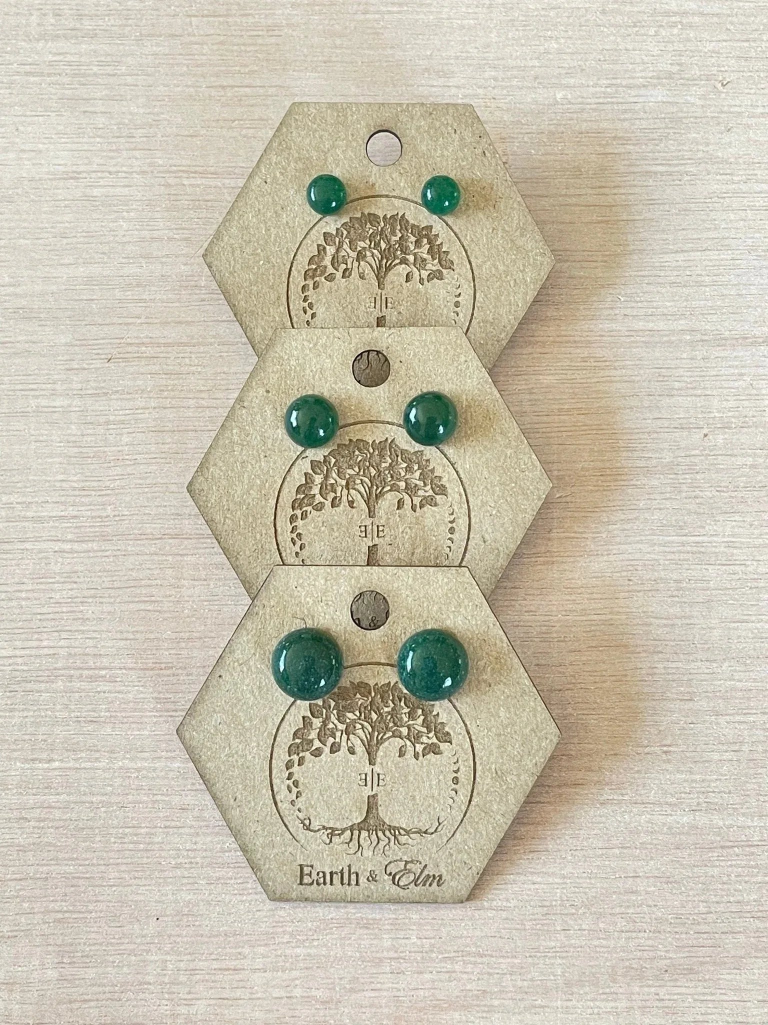 Green Aventurine Round Gemstone Studs - earthandelm