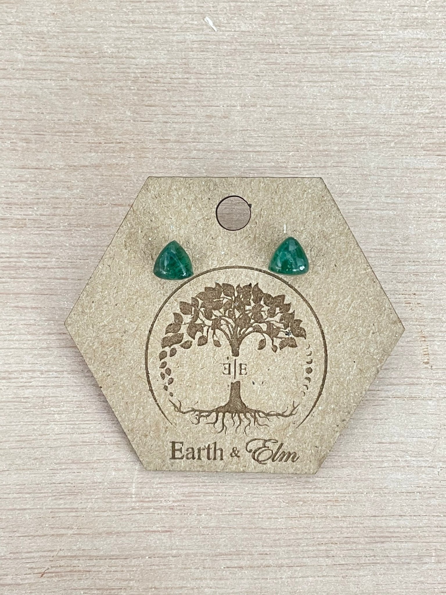 Green Aventurine Trillion Studs - earthandelm