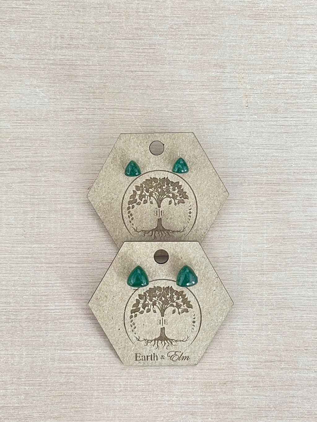 Green Aventurine Trillion Studs - earthandelm