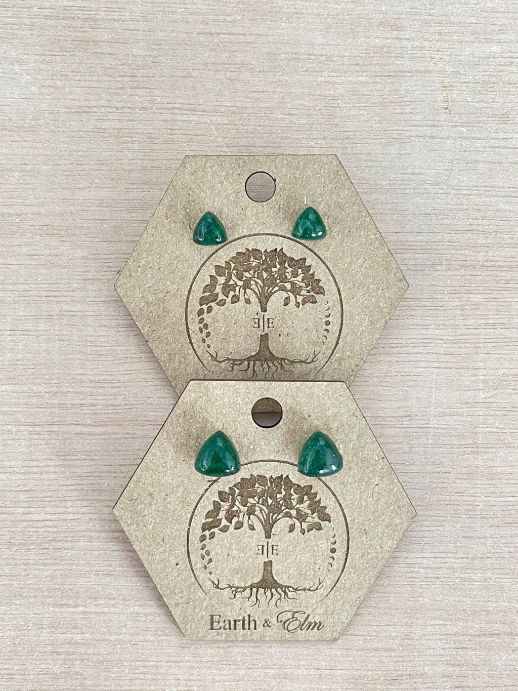 Green Aventurine Trillion Studs - earthandelm