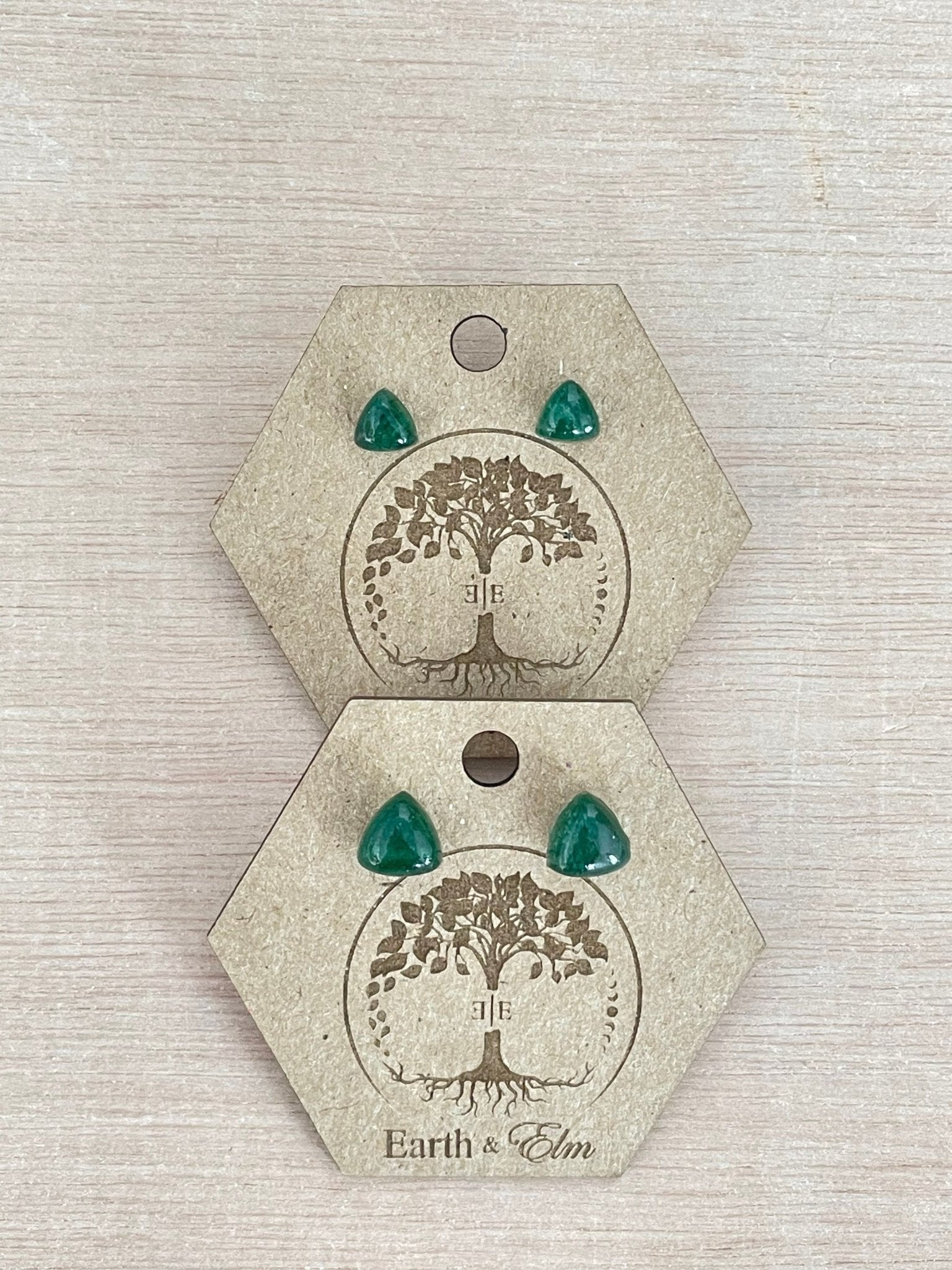 Green Aventurine Trillion Studs - earthandelm