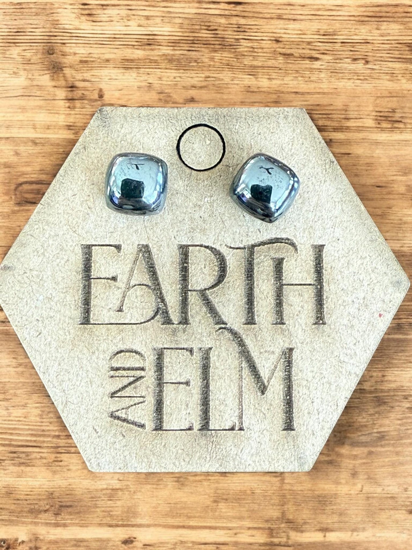 Hematite Cushion Studs - earthandelm