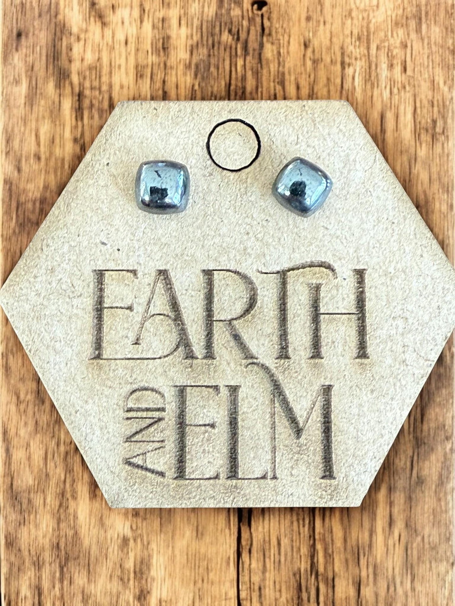 Hematite Cushion Studs - earthandelm