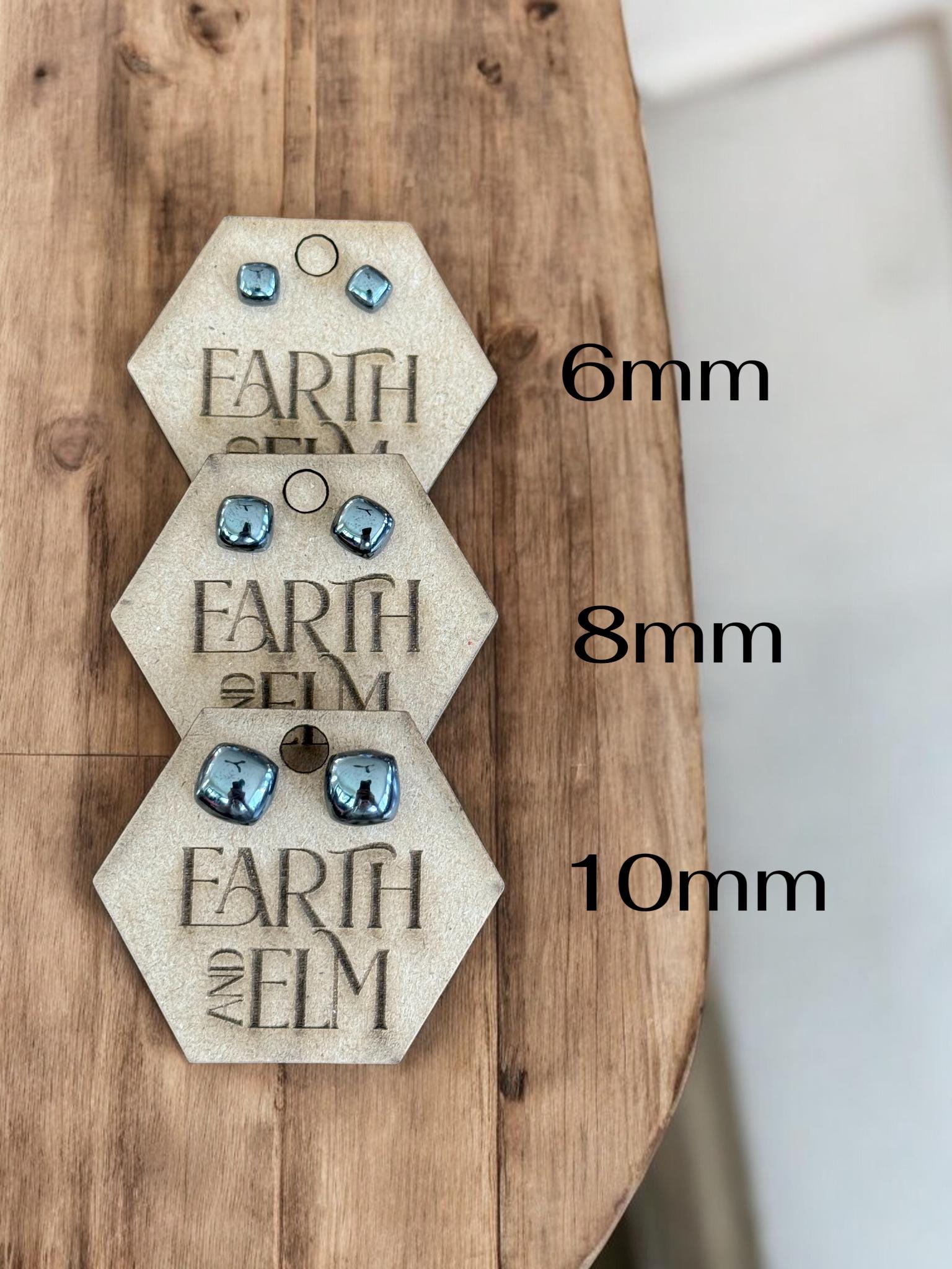 Hematite Cushion Studs - earthandelm