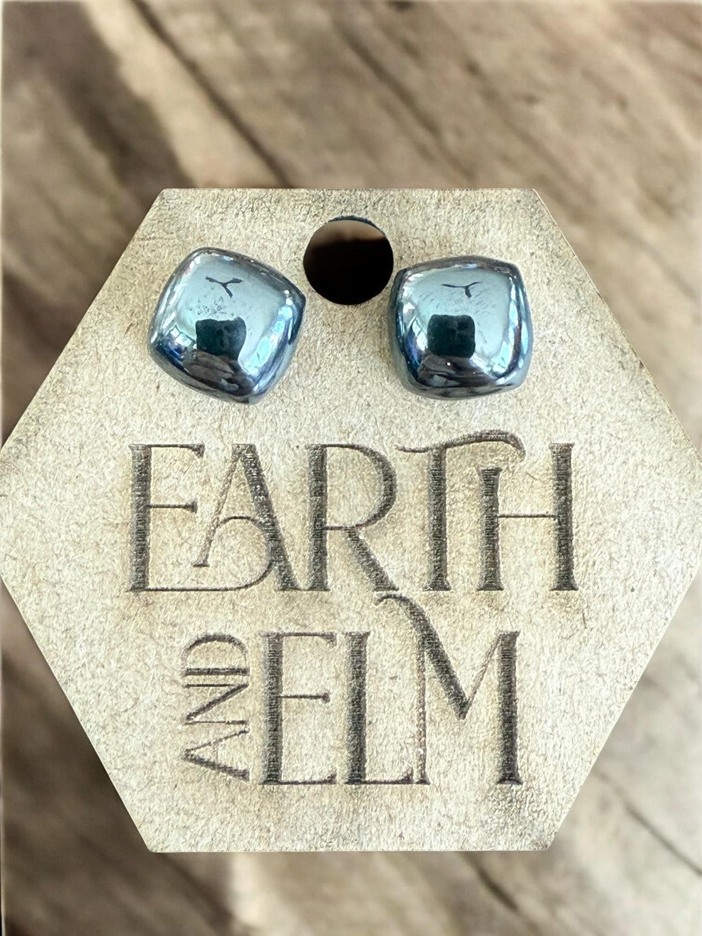 Hematite Cushion Studs - earthandelm