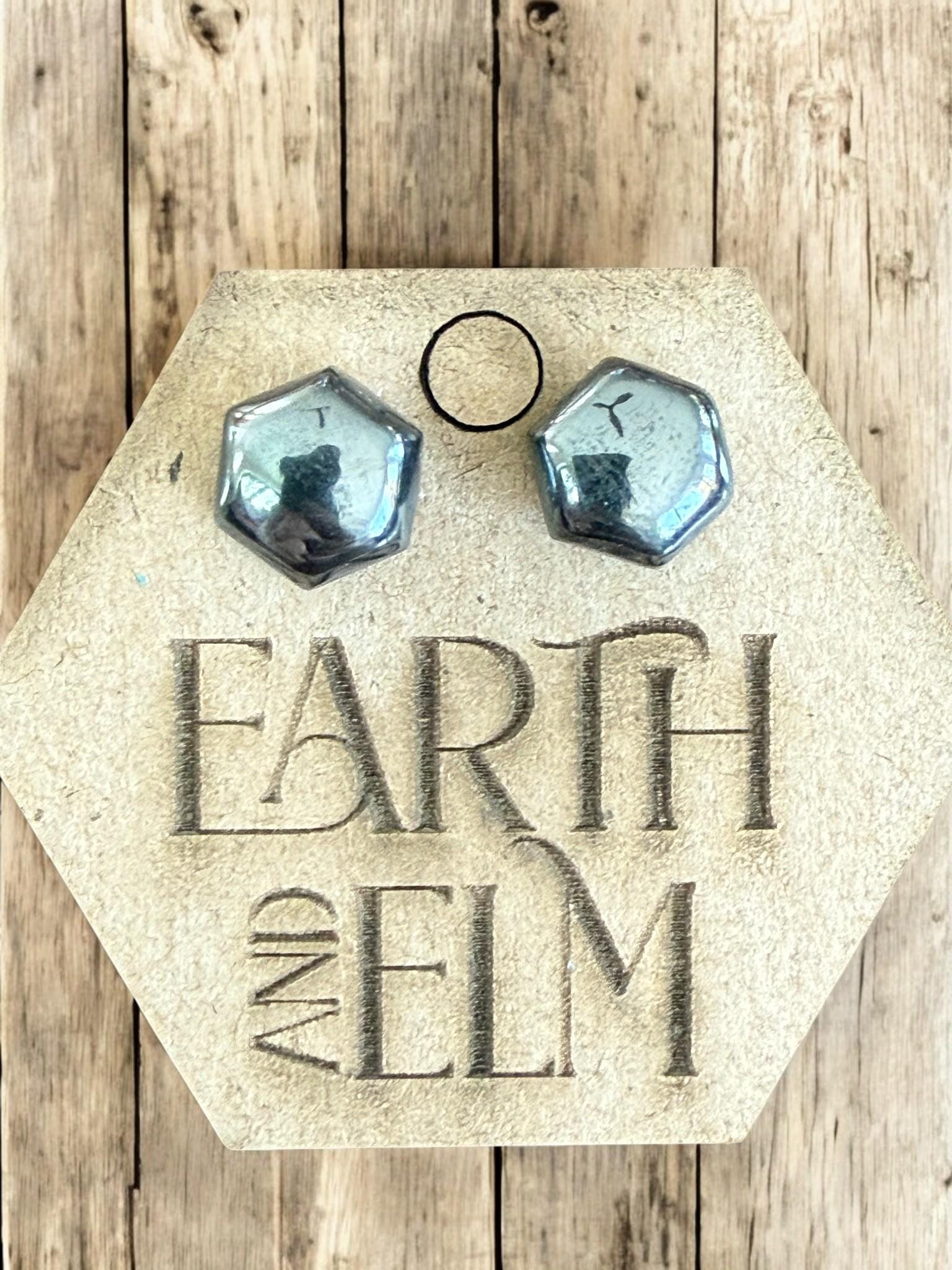 Hematite Hexagon Studs - earthandelm