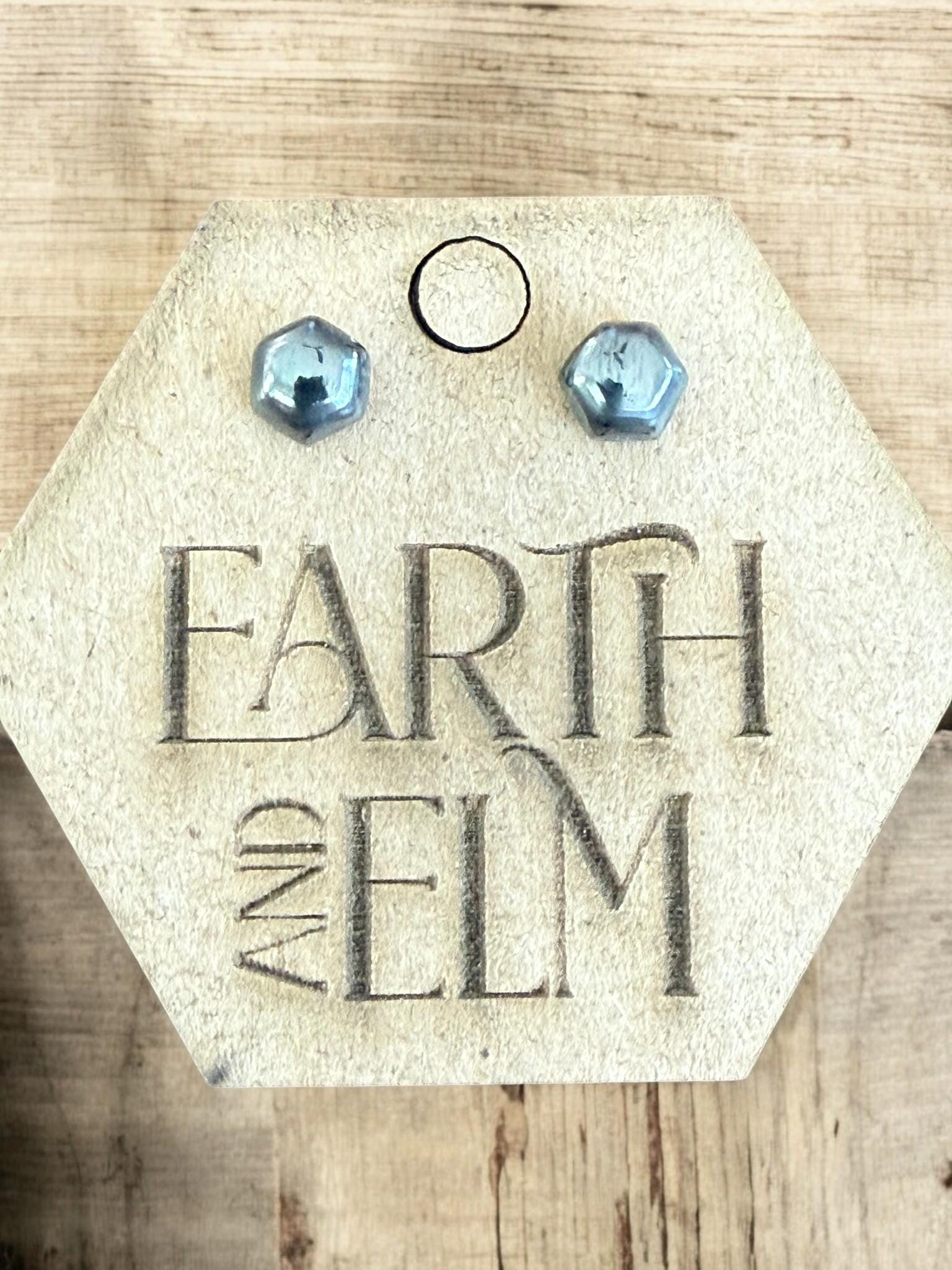 Hematite Hexagon Studs - earthandelm