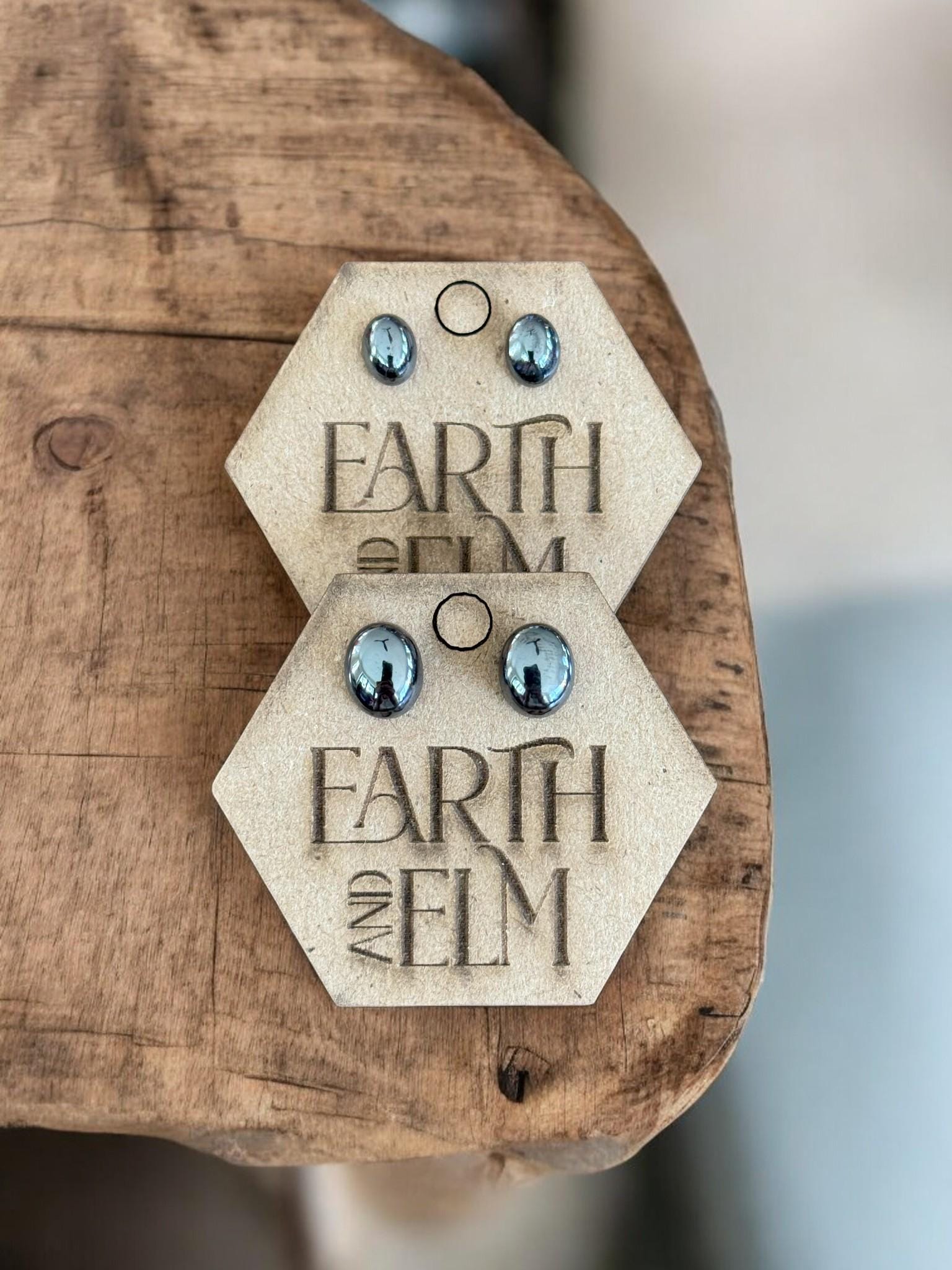 Hematite Oval Studs - earthandelm