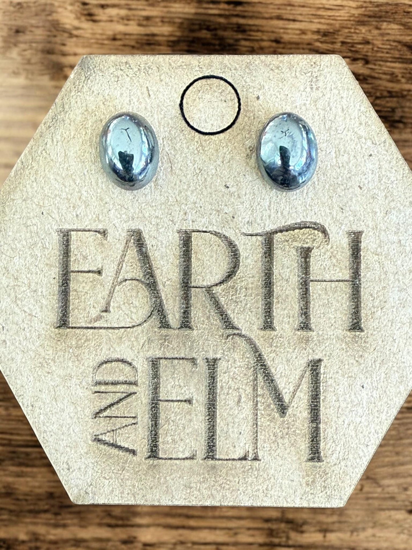 Hematite Oval Studs - earthandelm
