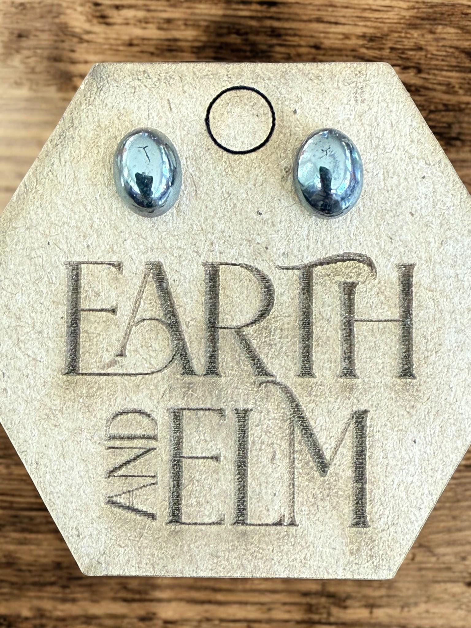 Hematite Oval Studs - earthandelm