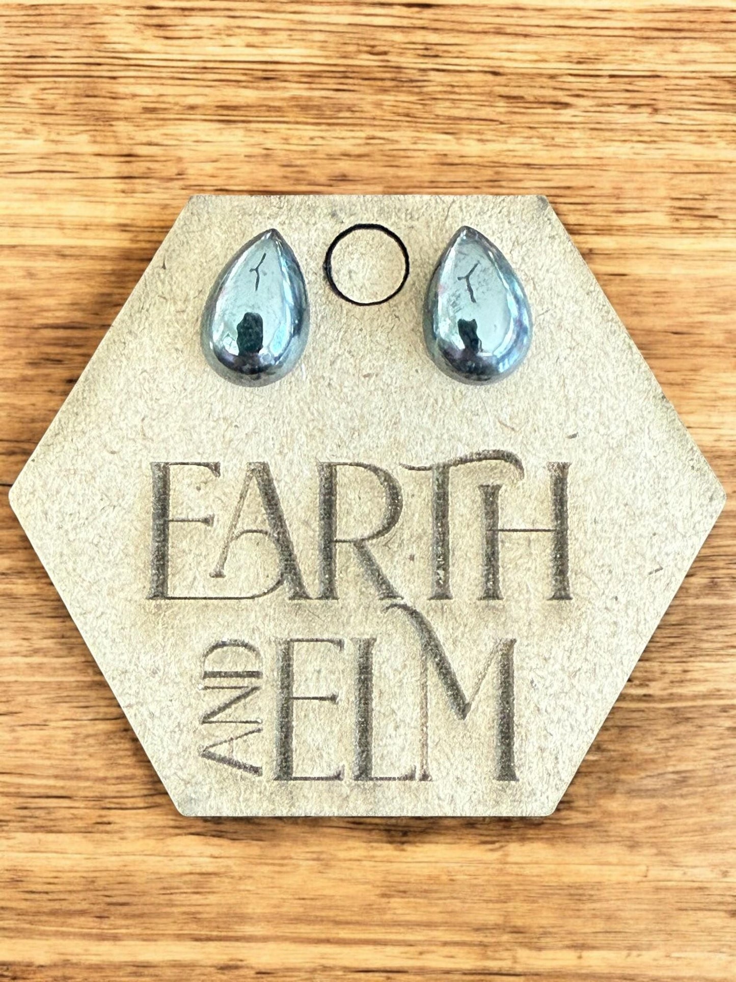 Hematite Pear Studs - earthandelm