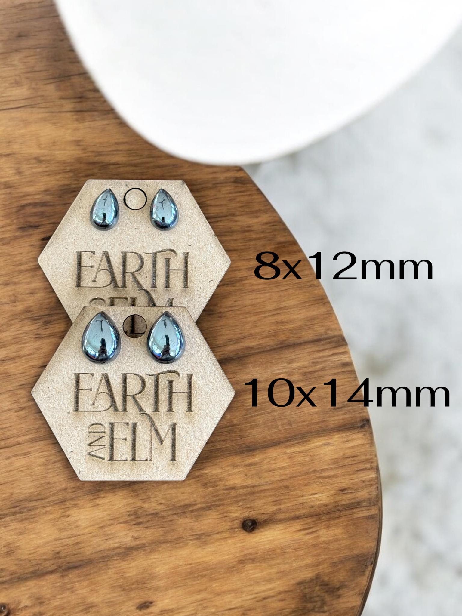 Hematite Pear Studs - earthandelm