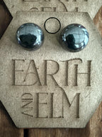 Hematite Round Gemstone Studs - earthandelm