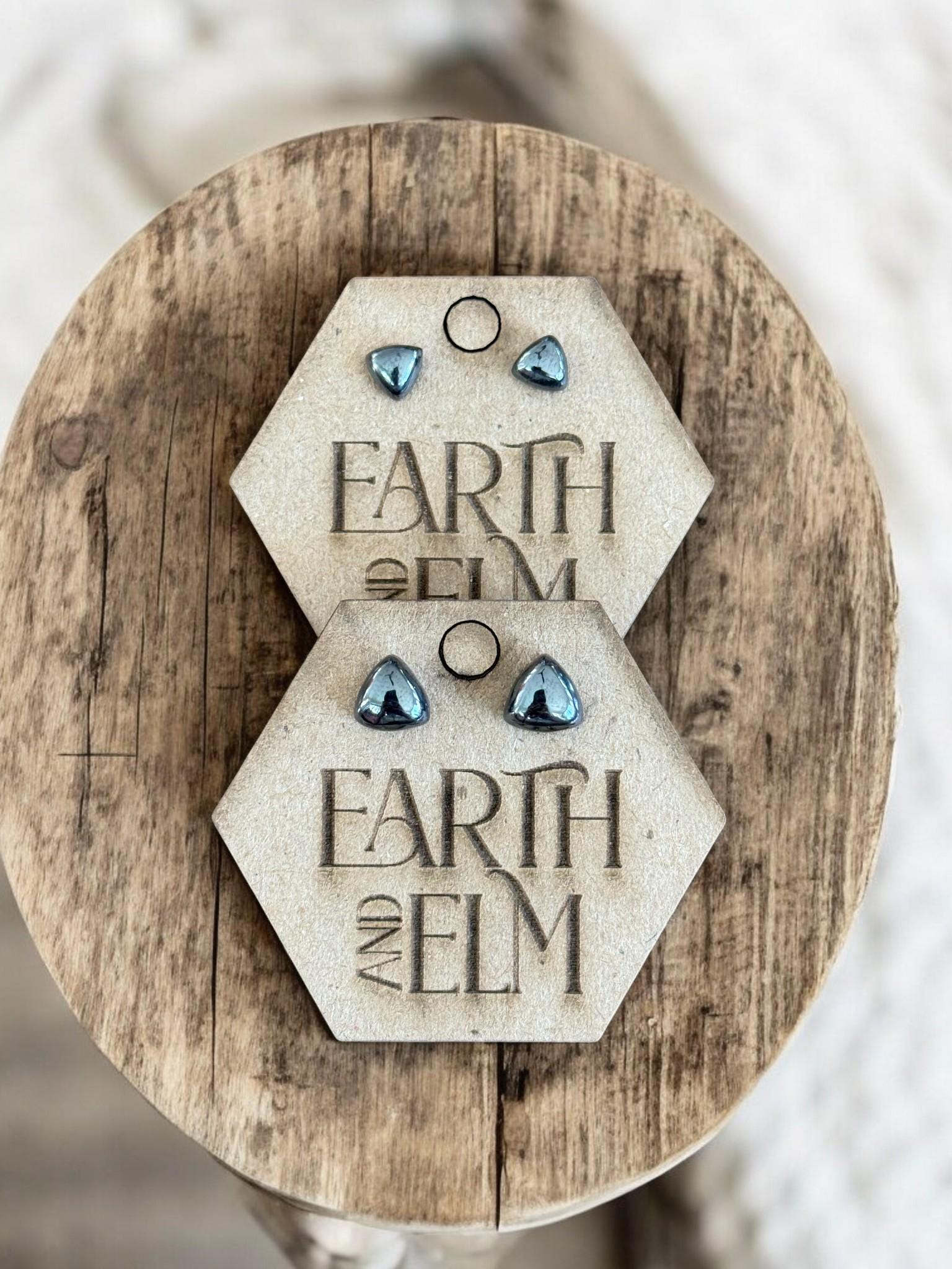 Hematite Trillion Studs - earthandelm