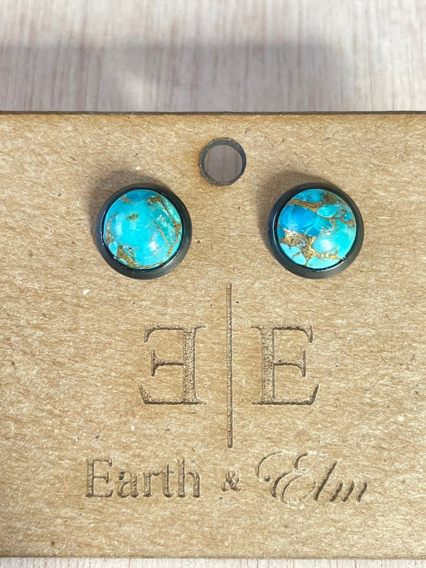 8mm Blue Copper Turquoise Studs