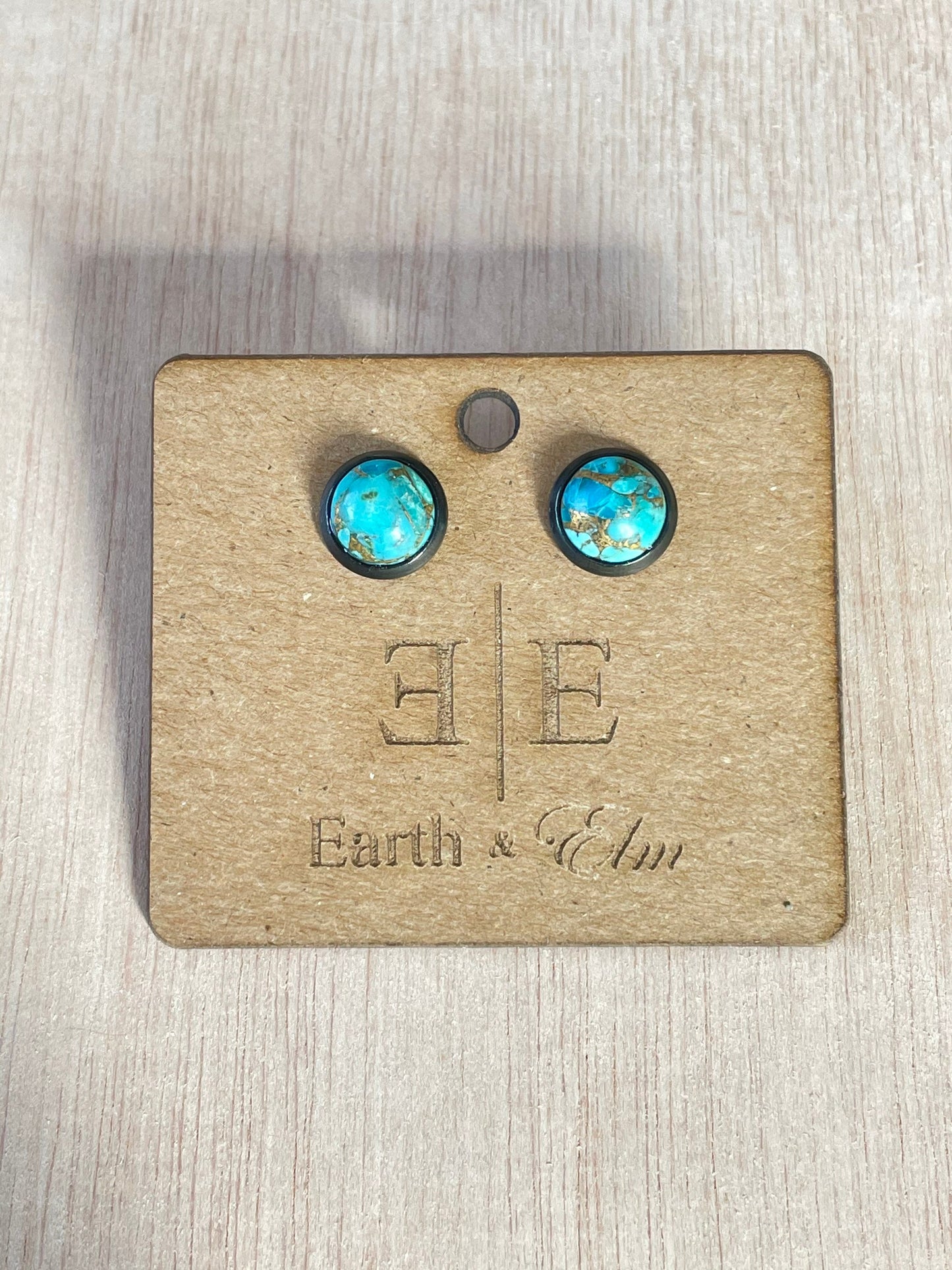 8mm Blue Copper Turquoise Studs