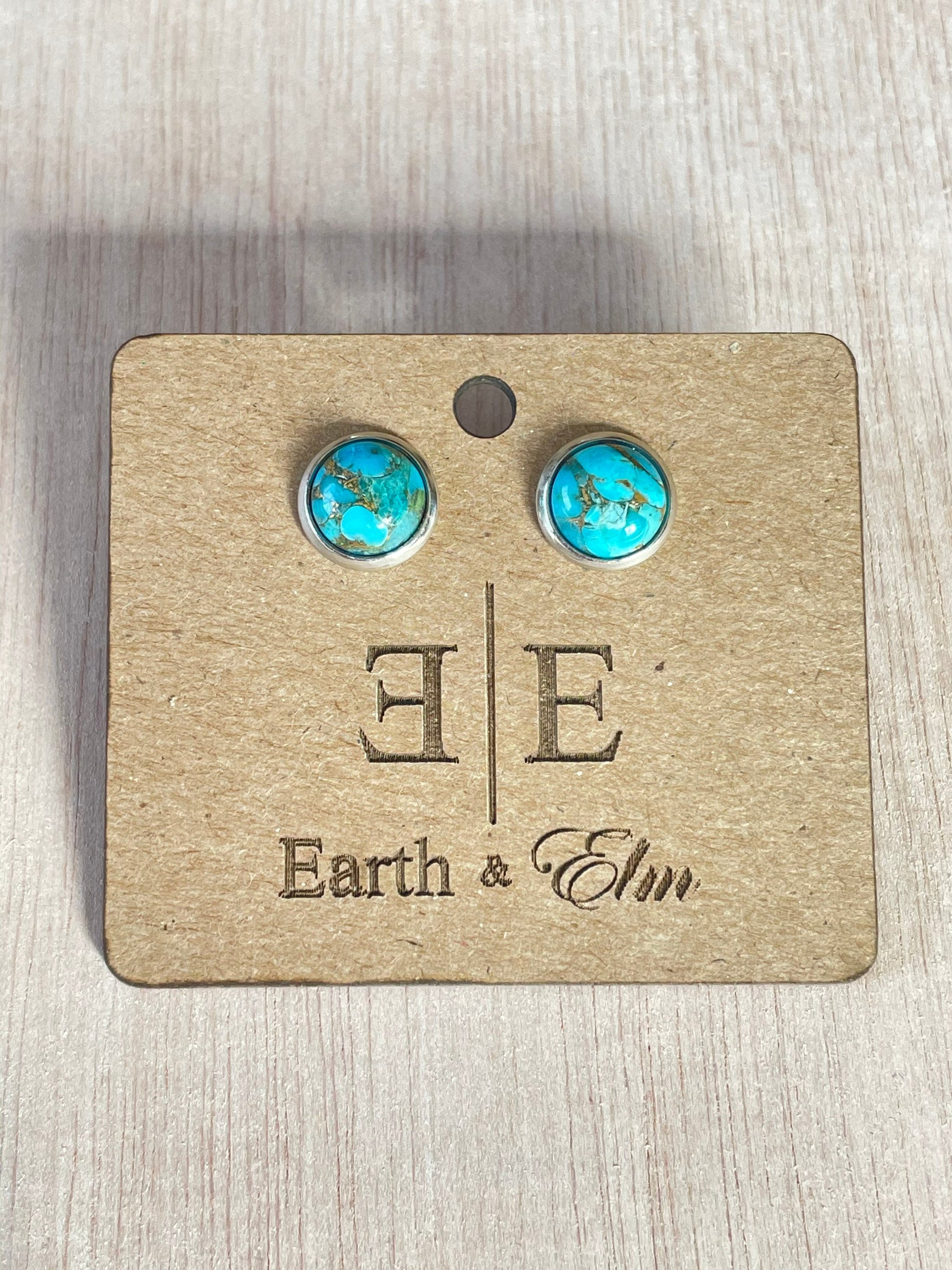 8mm Blue Copper Turquoise Studs