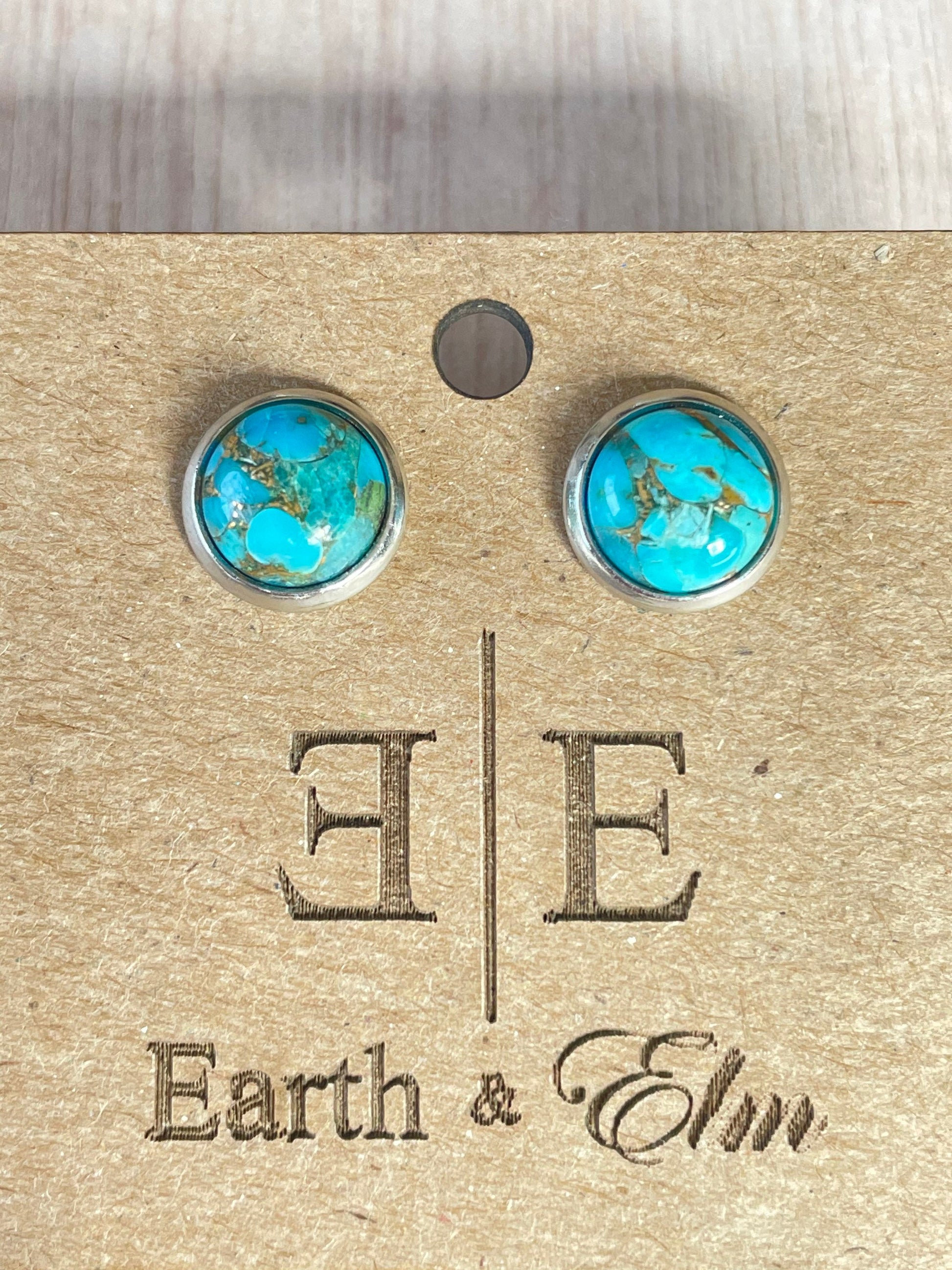 8mm Blue Copper Turquoise Studs