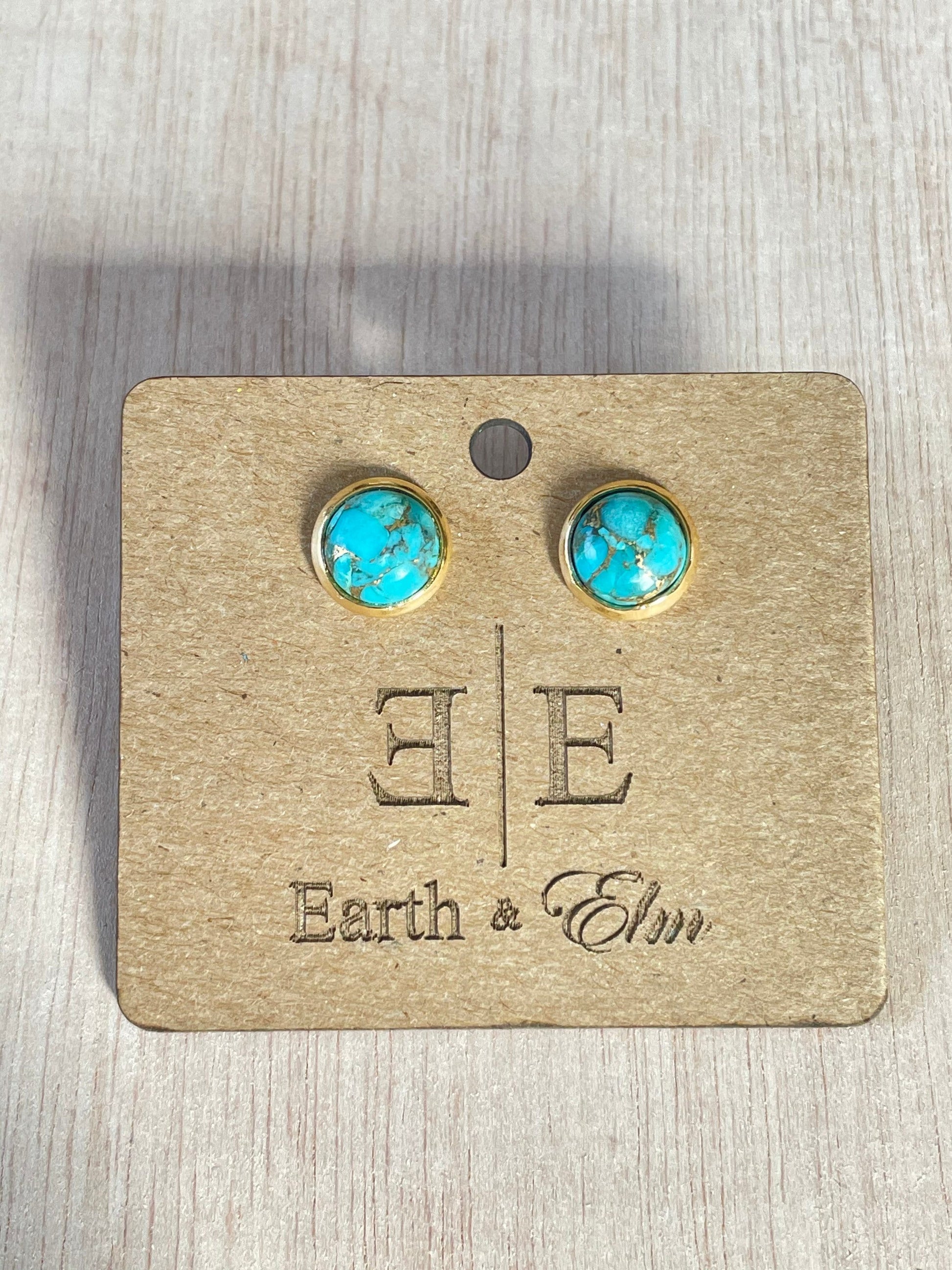 8mm Blue Copper Turquoise Studs