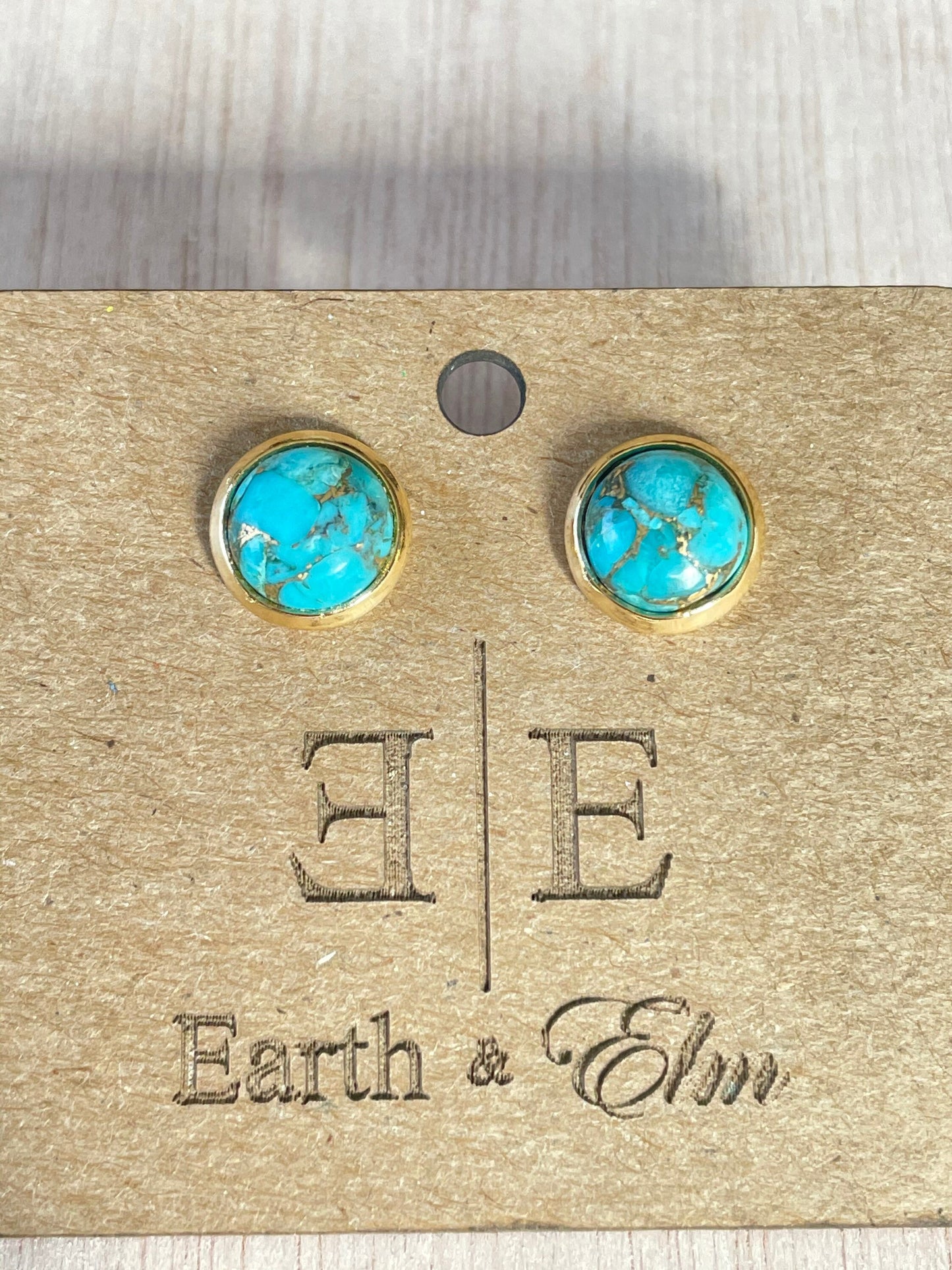 8mm Blue Copper Turquoise Studs