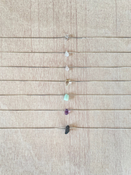 Minimalist Silver Chakra Necklaces | Dainty Silver Necklace | Gemstone Necklace | Layering Necklace | Tiny Pendant