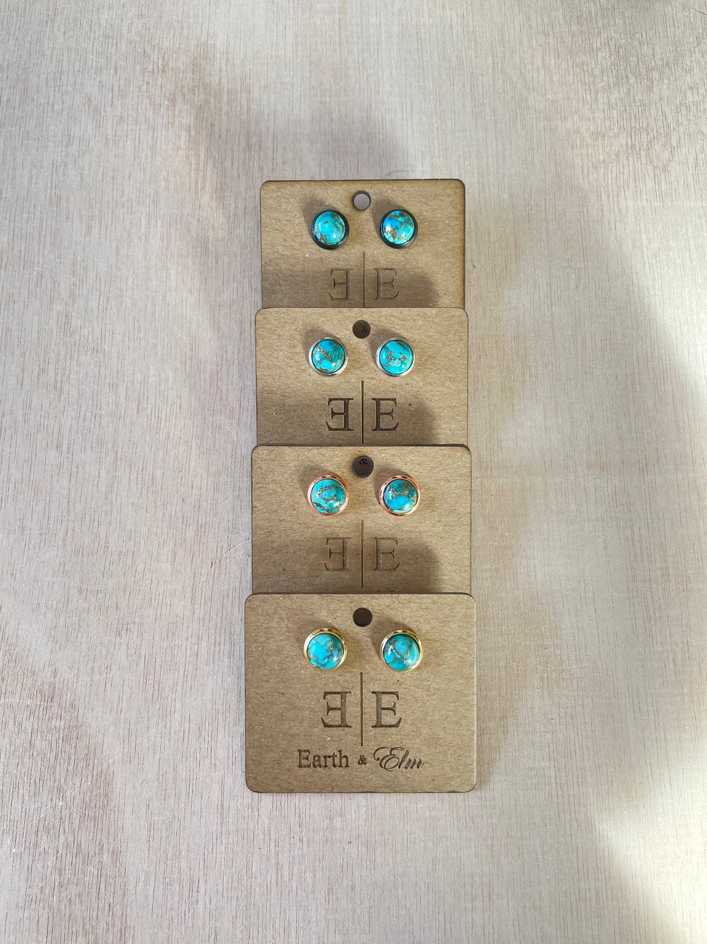 8mm Blue Copper Turquoise Studs