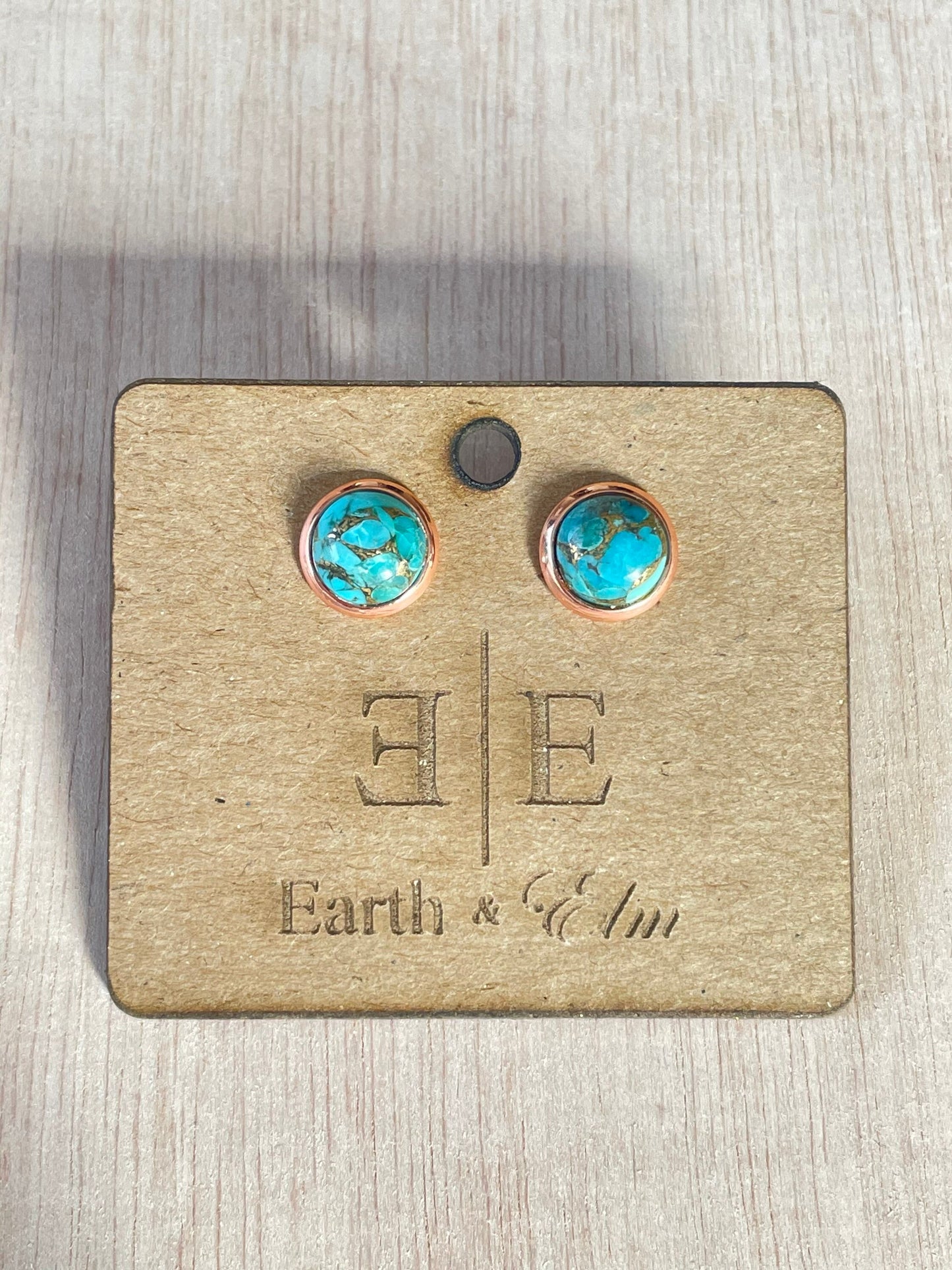 8mm Blue Copper Turquoise Studs