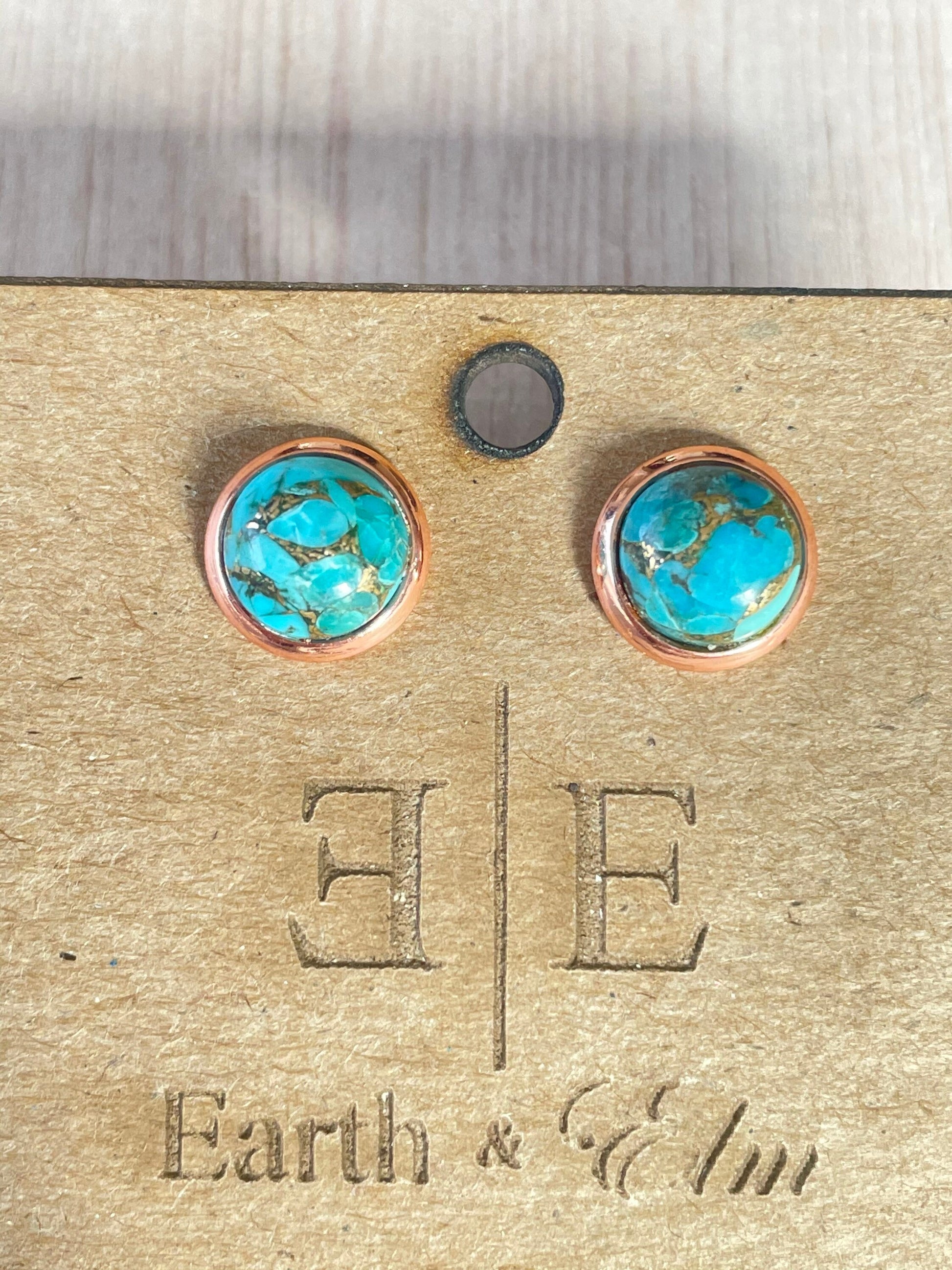 8mm Blue Copper Turquoise Studs