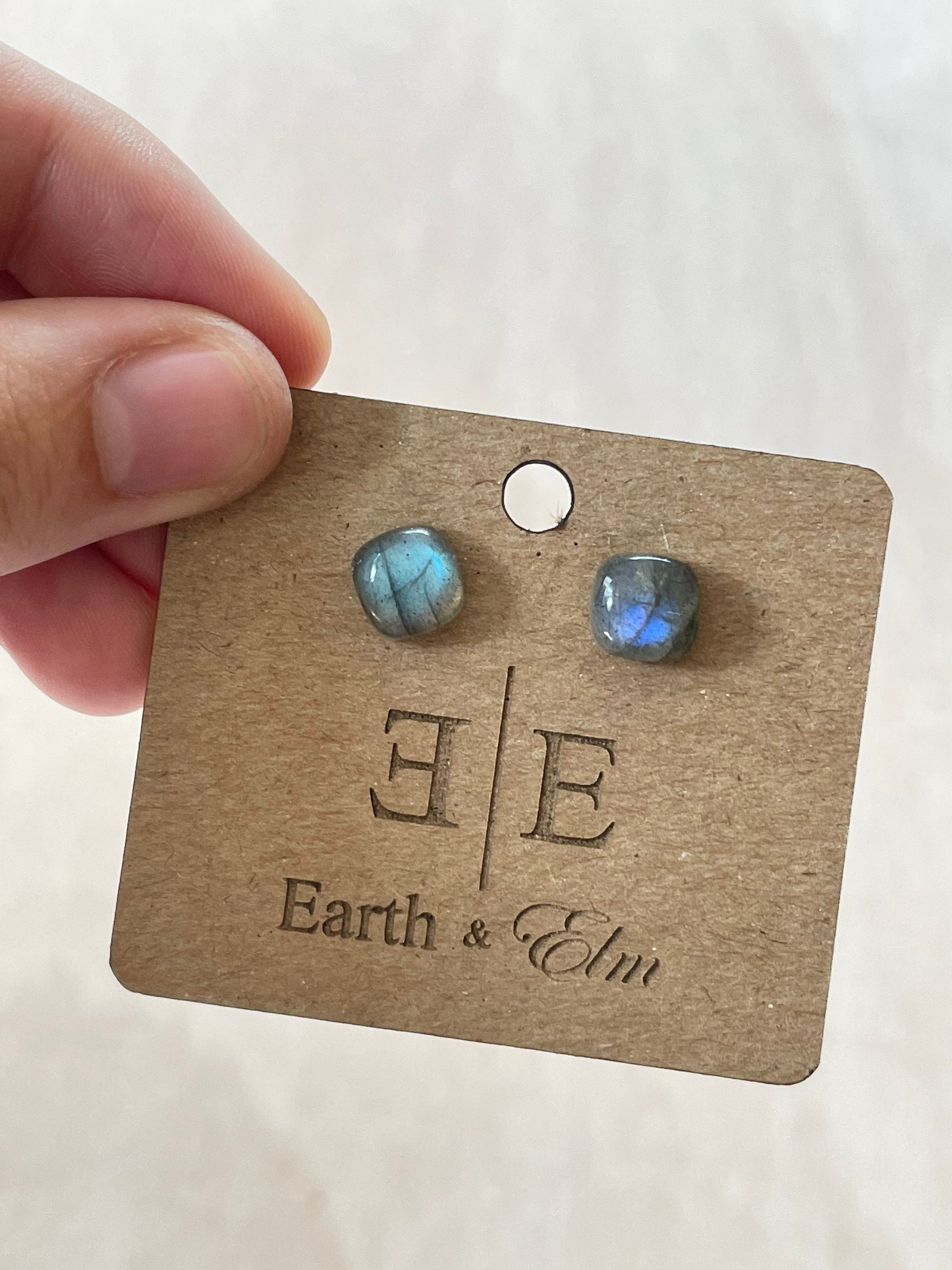 Labradorite Cushion Cut Studs