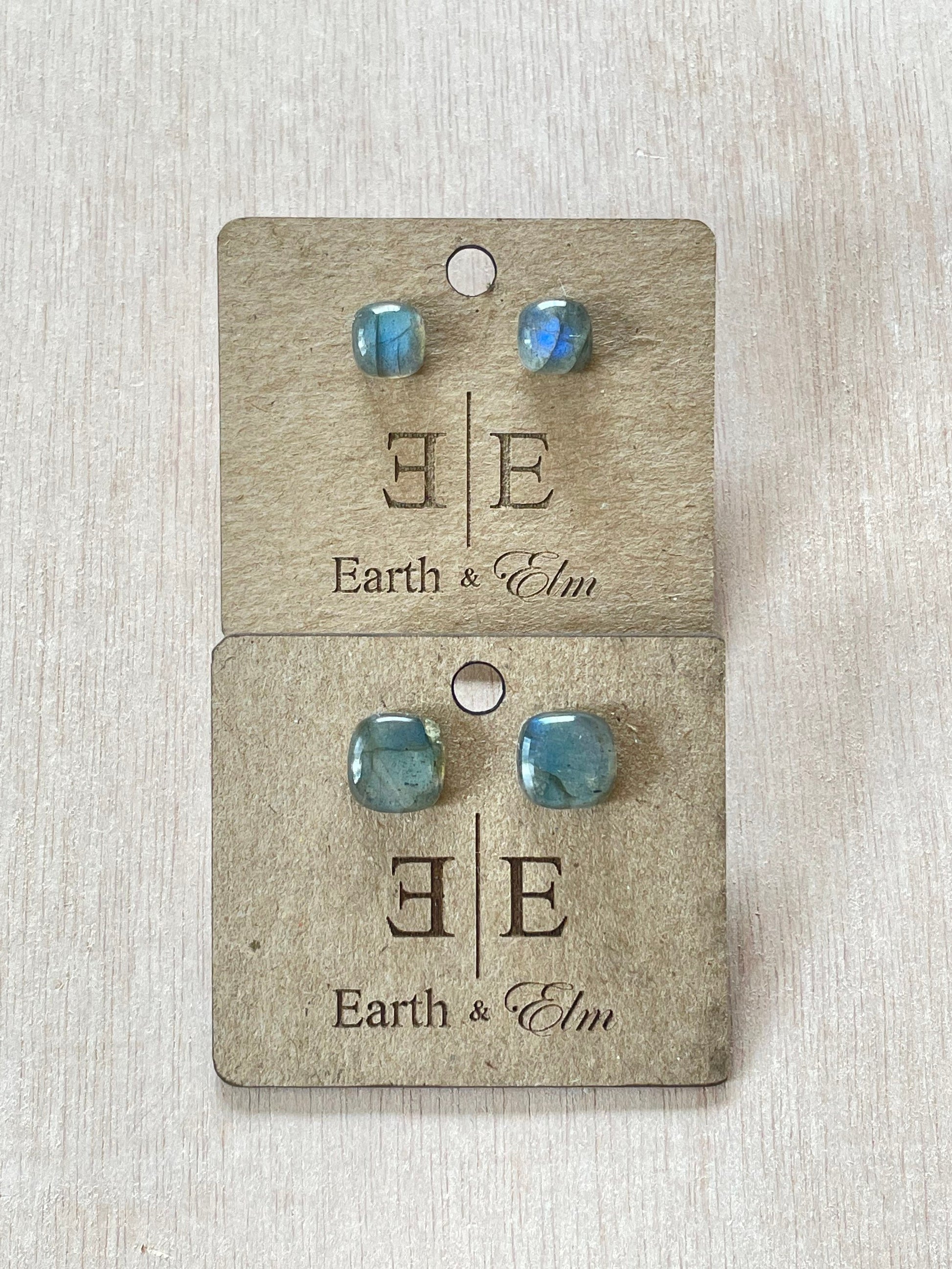 Labradorite Cushion Cut Studs