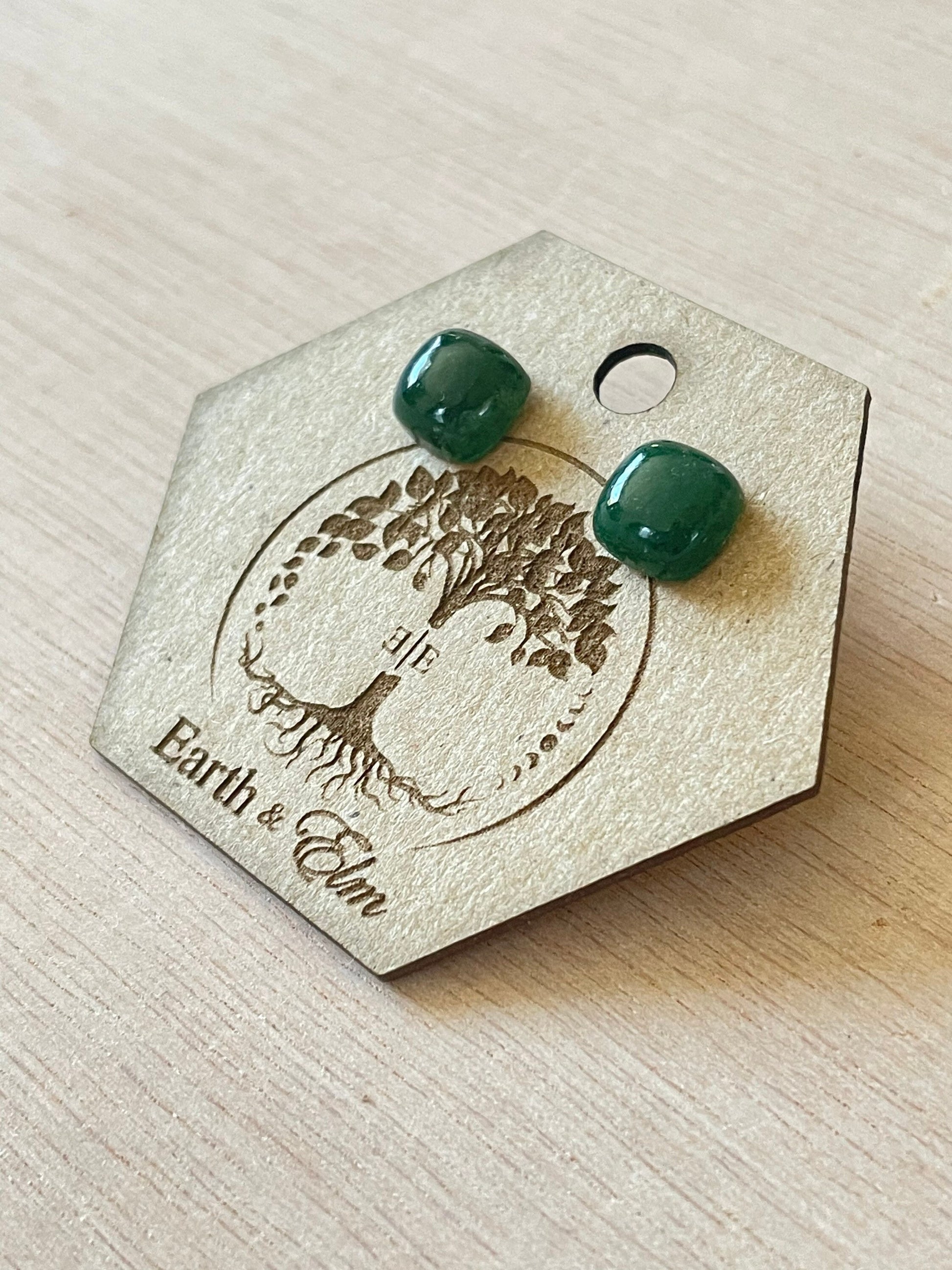 Green Aventurine Cushion Studs