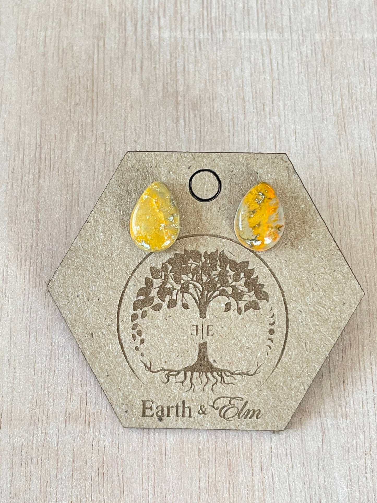 Bumblebee Jasper Teardrop Studs | Stud Earrings | Gemstone Earrings | Pear Cut