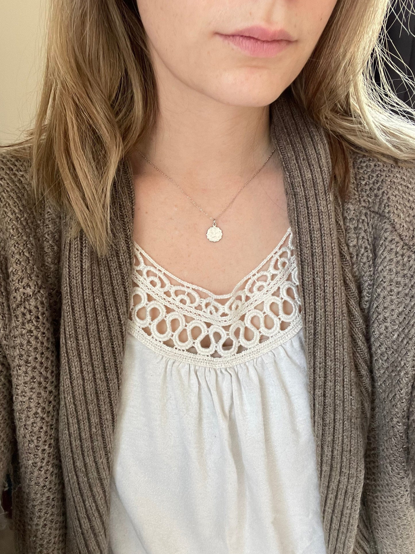 Silver Zodiac Necklace | Minimalist Zodiac Pendant | Layering Necklace | Dainty Pendant | Astrology Sign Circle