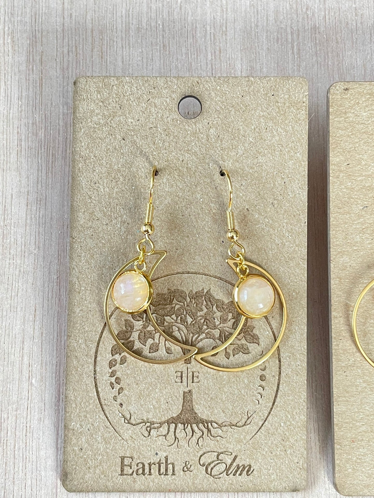 Moonstone Moon Dangle Drop | Moonstone Earrings | 10mm Dangle Earrings | Gemstone Earrings |
