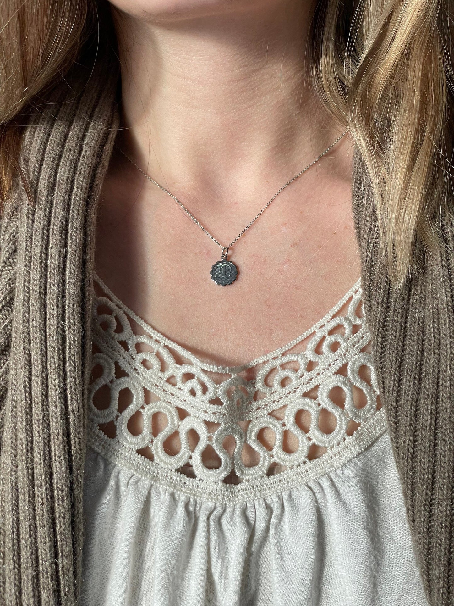 Silver Zodiac Necklace | Minimalist Zodiac Pendant | Layering Necklace | Dainty Pendant | Astrology Sign Circle