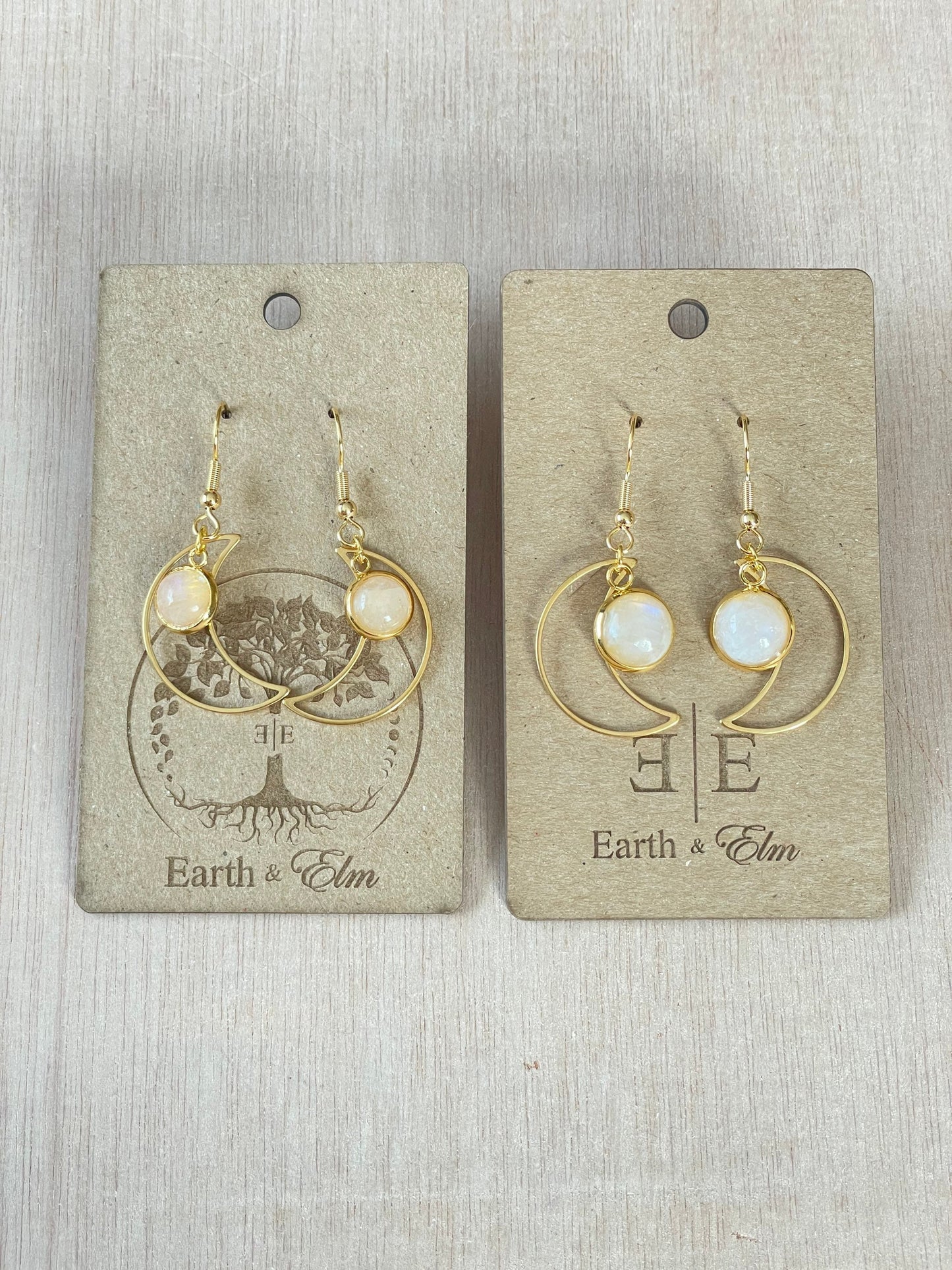 Moonstone Moon Dangle Drop | Moonstone Earrings | 10mm Dangle Earrings | Gemstone Earrings |