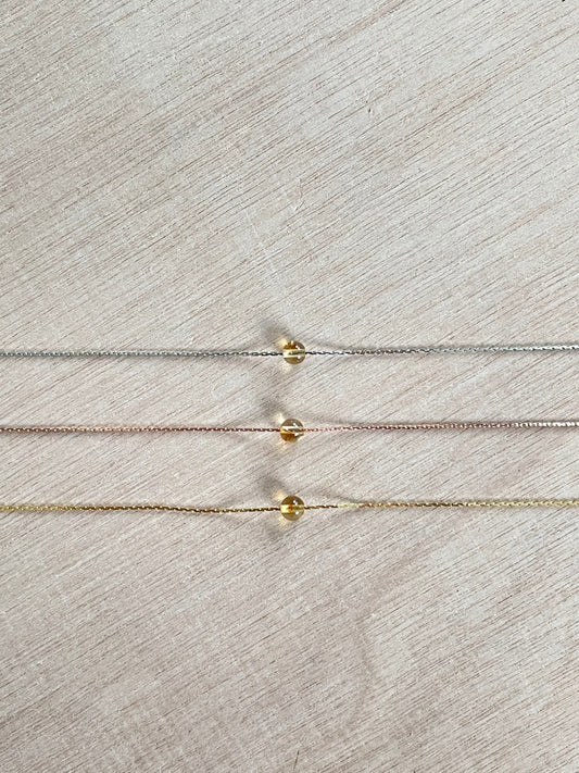 Citrine Necklace | Rose Gold | Gold | Silver | Dainty Necklace | Layering Necklace | Gemstone Necklace | Bead Necklace