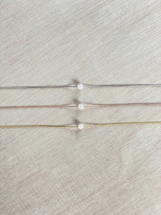 Rose Quartz Necklace | Rose Gold | Gold | Silver | Dainty Necklace | Layering Necklace | Gemstone Necklace | Bead Necklace