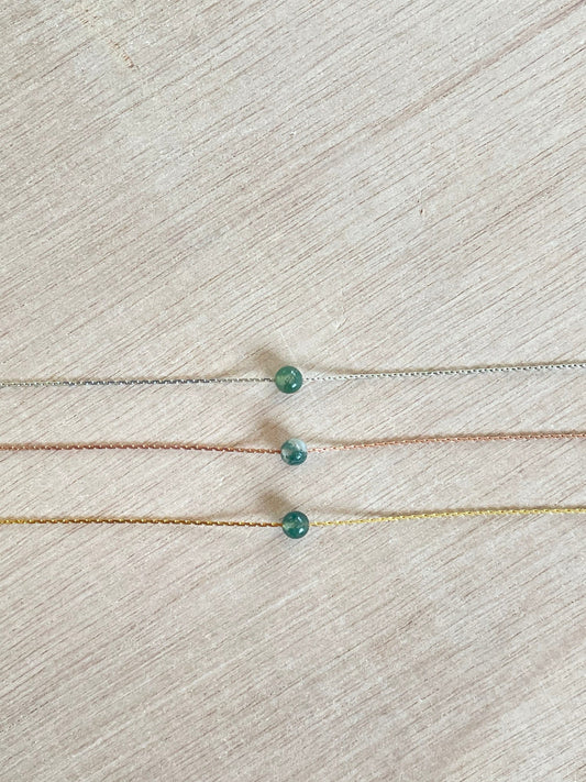 Moss Agate Necklace | Rose Gold | Gold | Silver | Dainty Necklace | Layering Necklace | Gemstone Necklace | Bead Necklace