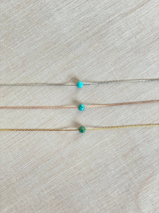 Turquoise Necklace | Rose Gold | Gold | Silver | Dainty Necklace | Layering Necklace | Gemstone Necklace | Bead Necklace