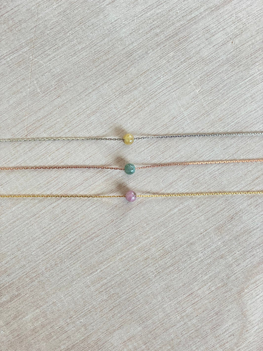 Watermelon Tourmaline Necklace | Rose Gold | Gold | Silver | Dainty Necklace | Layering Necklace | Gemstone Necklace | Bead Necklace