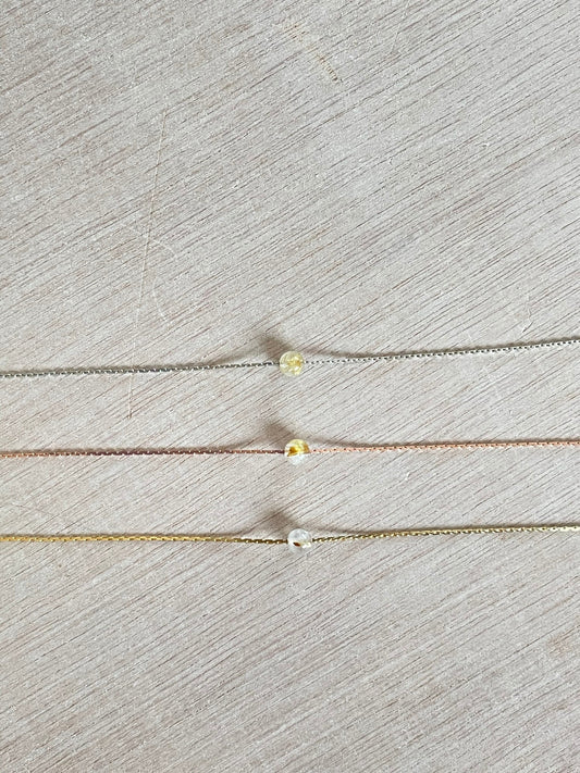 Golden Rutile Quartz Necklace | Rose Gold | Gold | Silver | Dainty Necklace | Layering Necklace | Gemstone Necklace | Bead Necklace