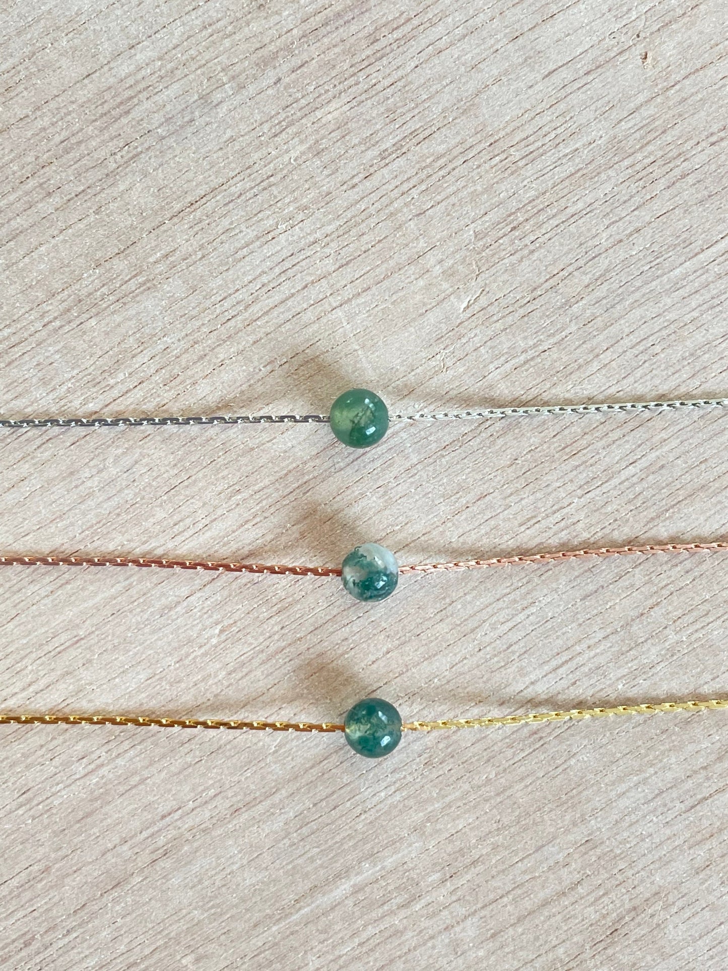 Moss Agate Necklace | Rose Gold | Gold | Silver | Dainty Necklace | Layering Necklace | Gemstone Necklace | Bead Necklace