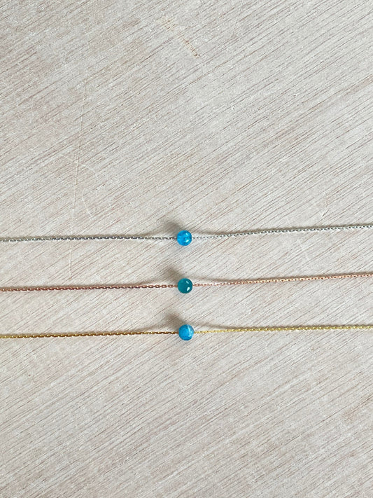 Blue Apatite Necklace | Rose Gold | Gold | Silver | Dainty Necklace | Layering Necklace | Gemstone Necklace | Bead Necklace