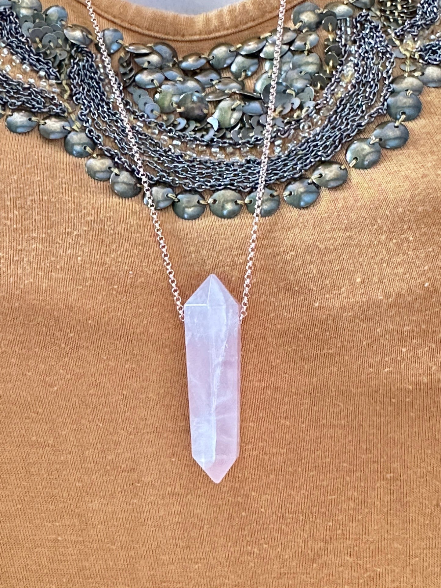 Quartz Point Necklace | Crystal Gemstone Tower Pendant | Double Terminated Crystal | Clear Quartz Jewelry