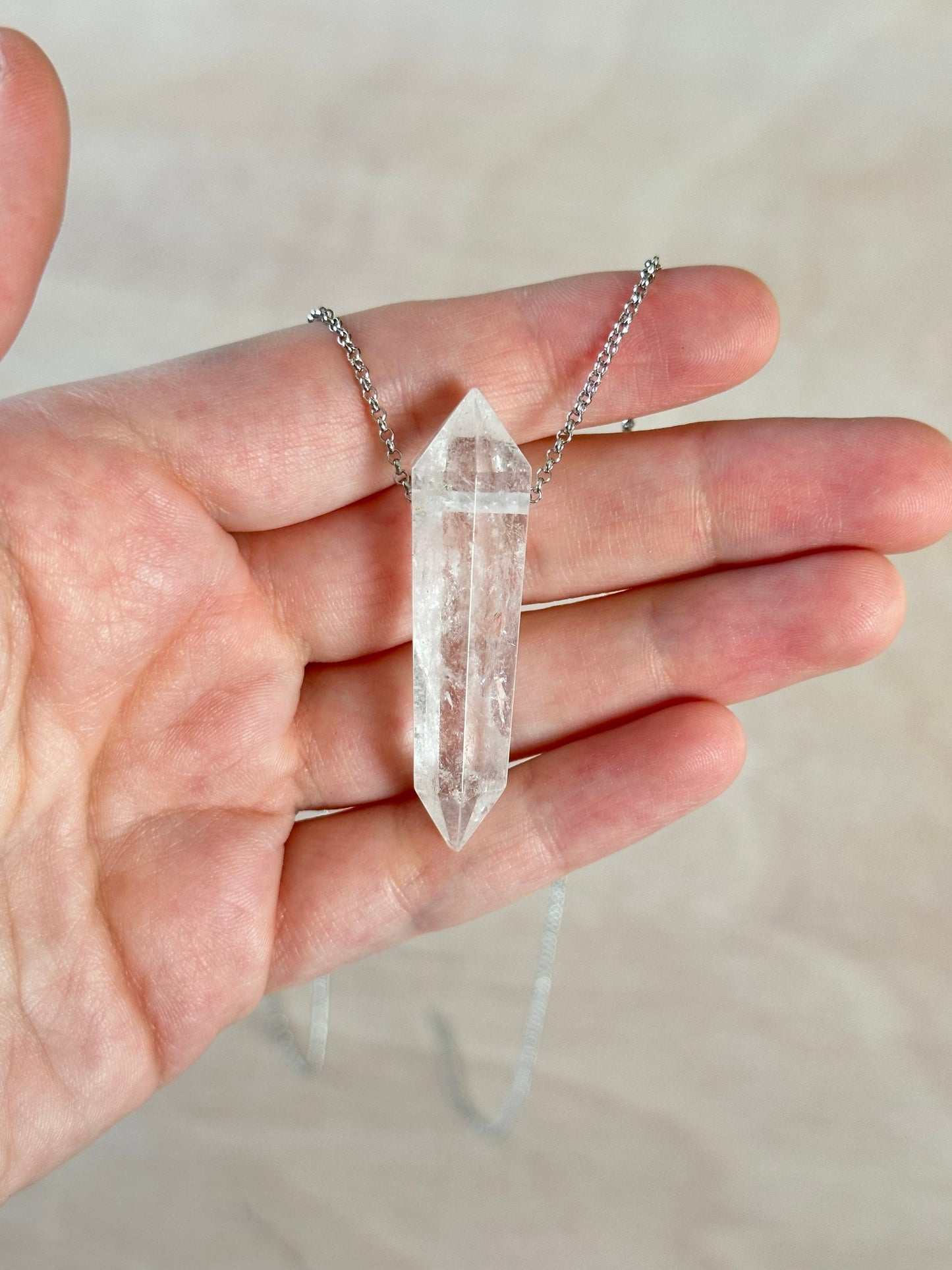 Quartz Point Necklace | Crystal Gemstone Tower Pendant | Double Terminated Crystal | Clear Quartz Jewelry