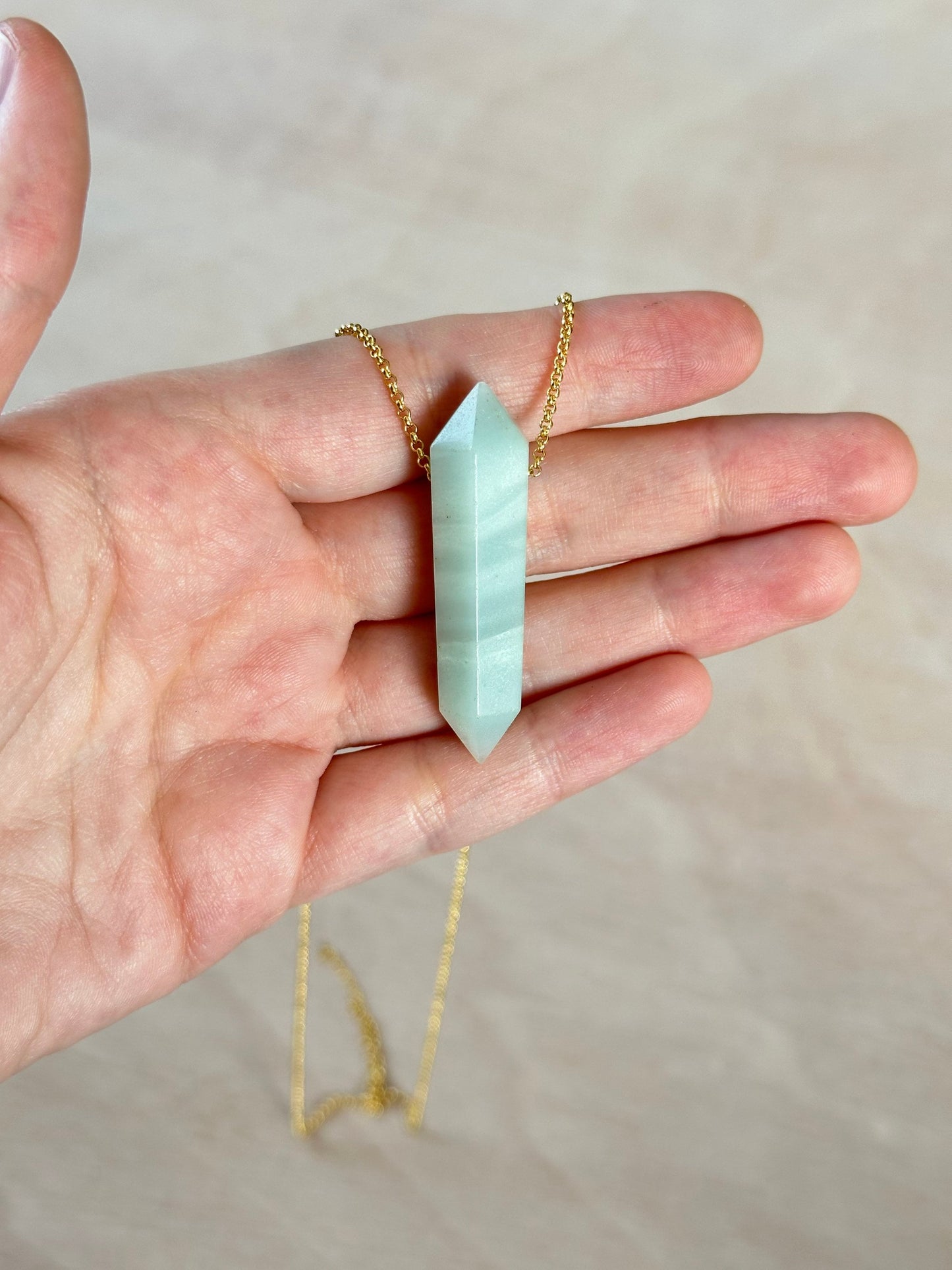 Amazonite Point Necklace | Crystal Gemstone Tower Pendant | Double Terminated Crystal | Amazonite Jewelry