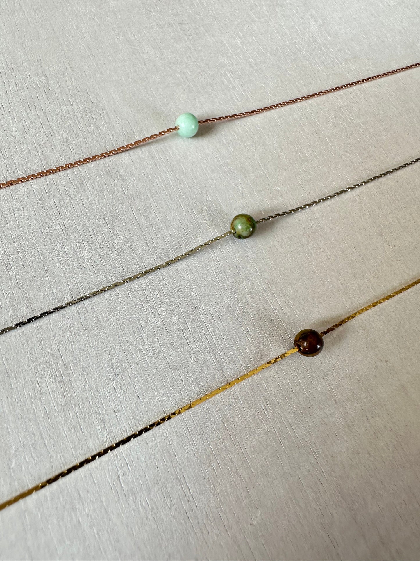 Chrysocolla Azurite Necklace | Rose Gold | Gold | Silver | Dainty Necklace | Layering Necklace | Gemstone Necklace | Bead Necklace