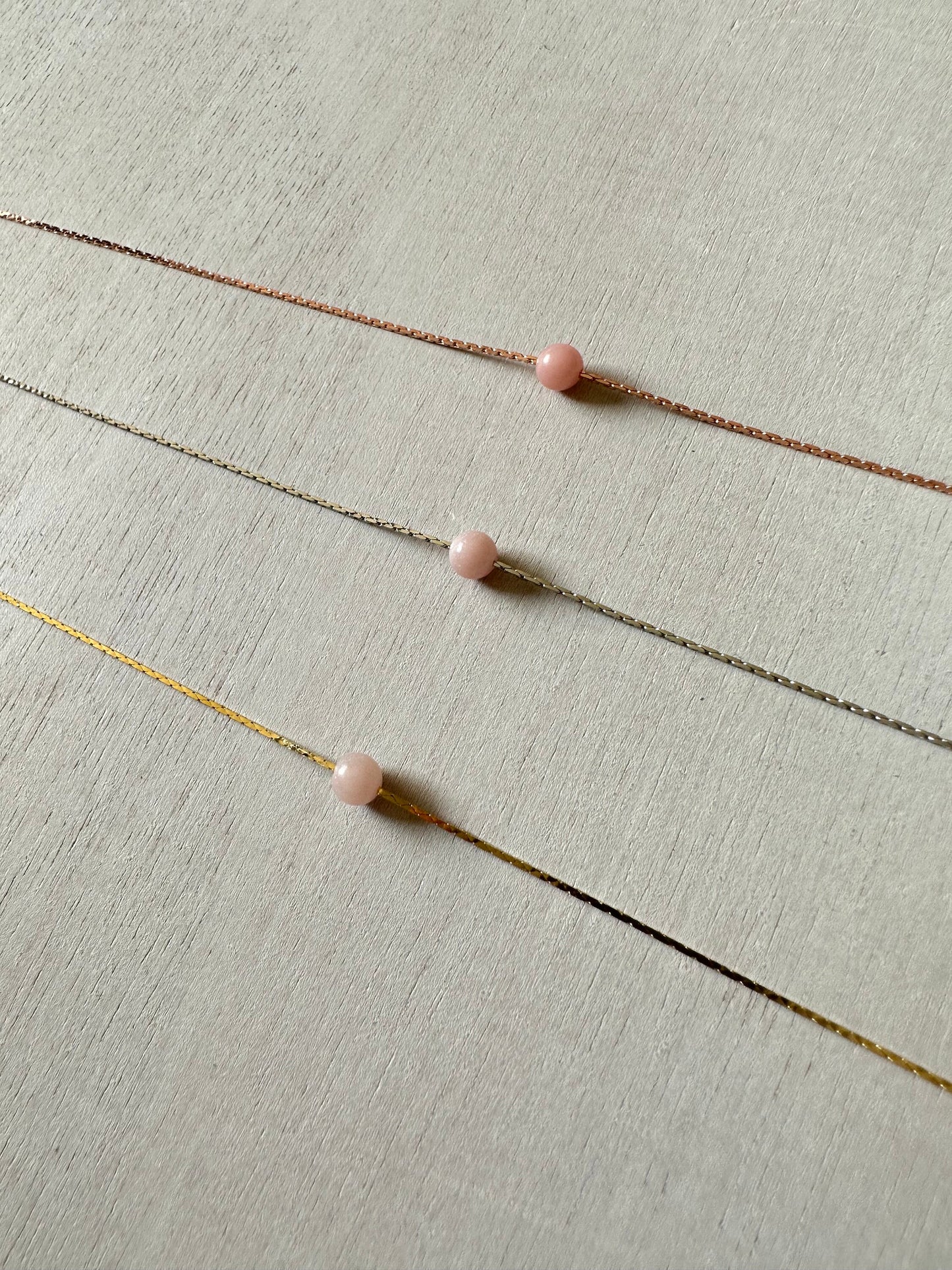Pink Opal Necklace | Rose Gold | Gold | Silver | Dainty Necklace | Layering Necklace | Gemstone Necklace | Bead Necklace