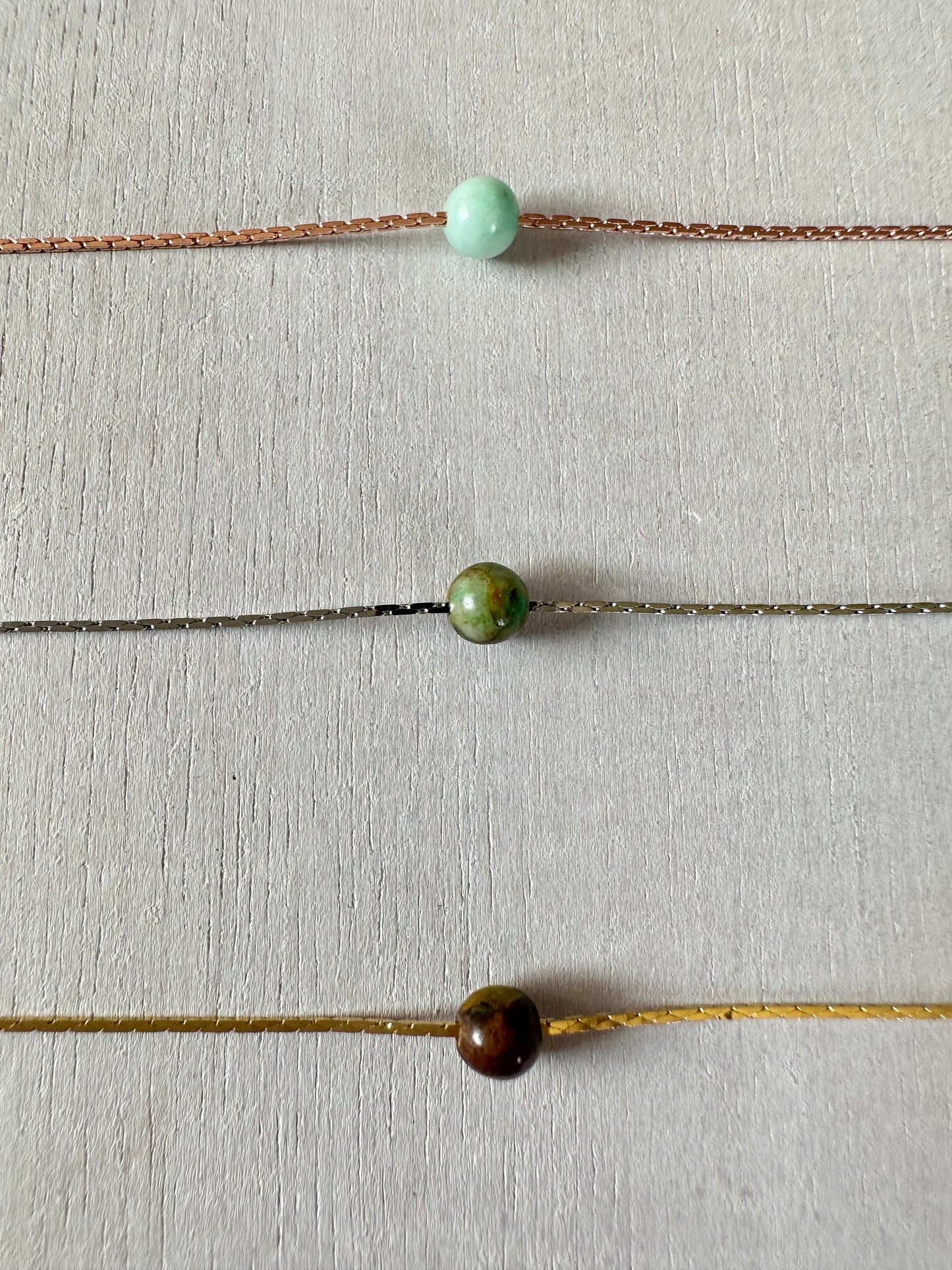 Chrysocolla Azurite Necklace | Rose Gold | Gold | Silver | Dainty Necklace | Layering Necklace | Gemstone Necklace | Bead Necklace